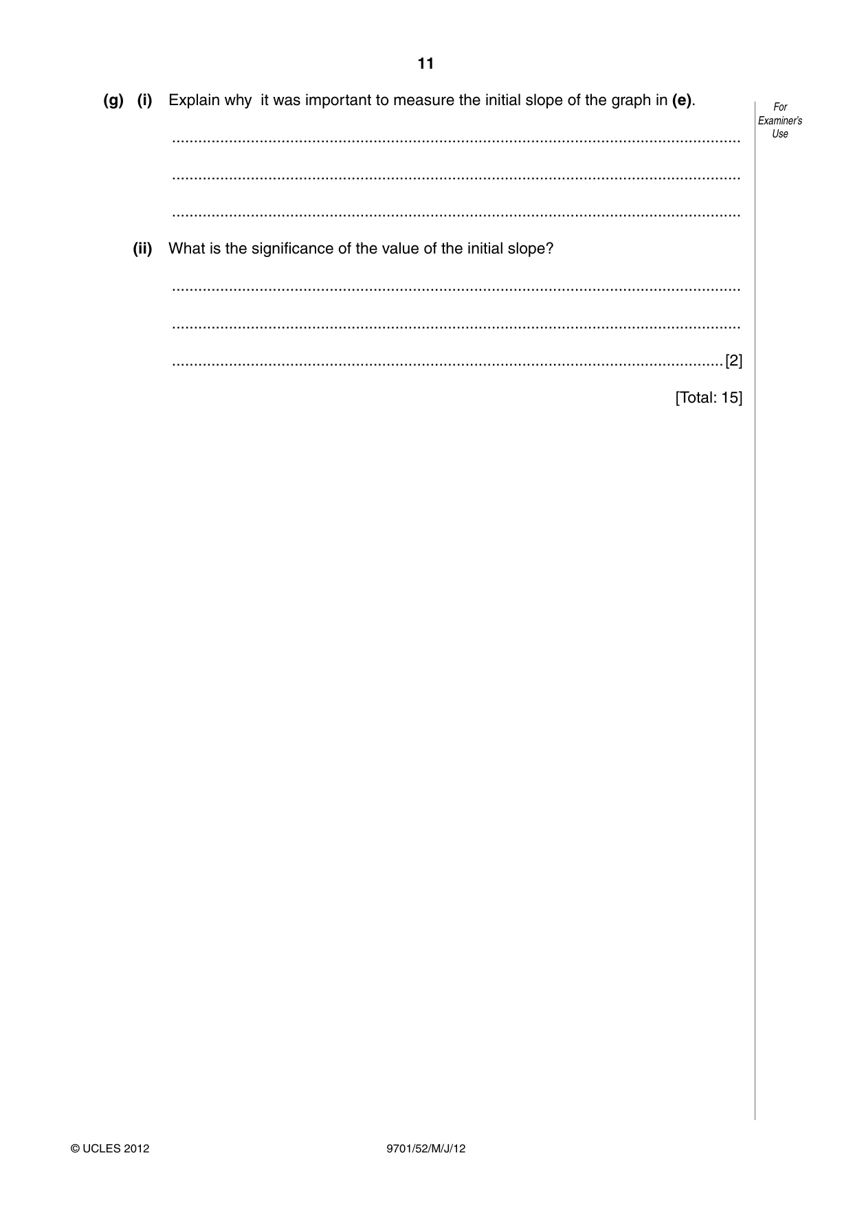 Cambridge A Level Chemistry 9701 2012 May/June Paper 5 · Variant 2 question paper, page 11 of 12