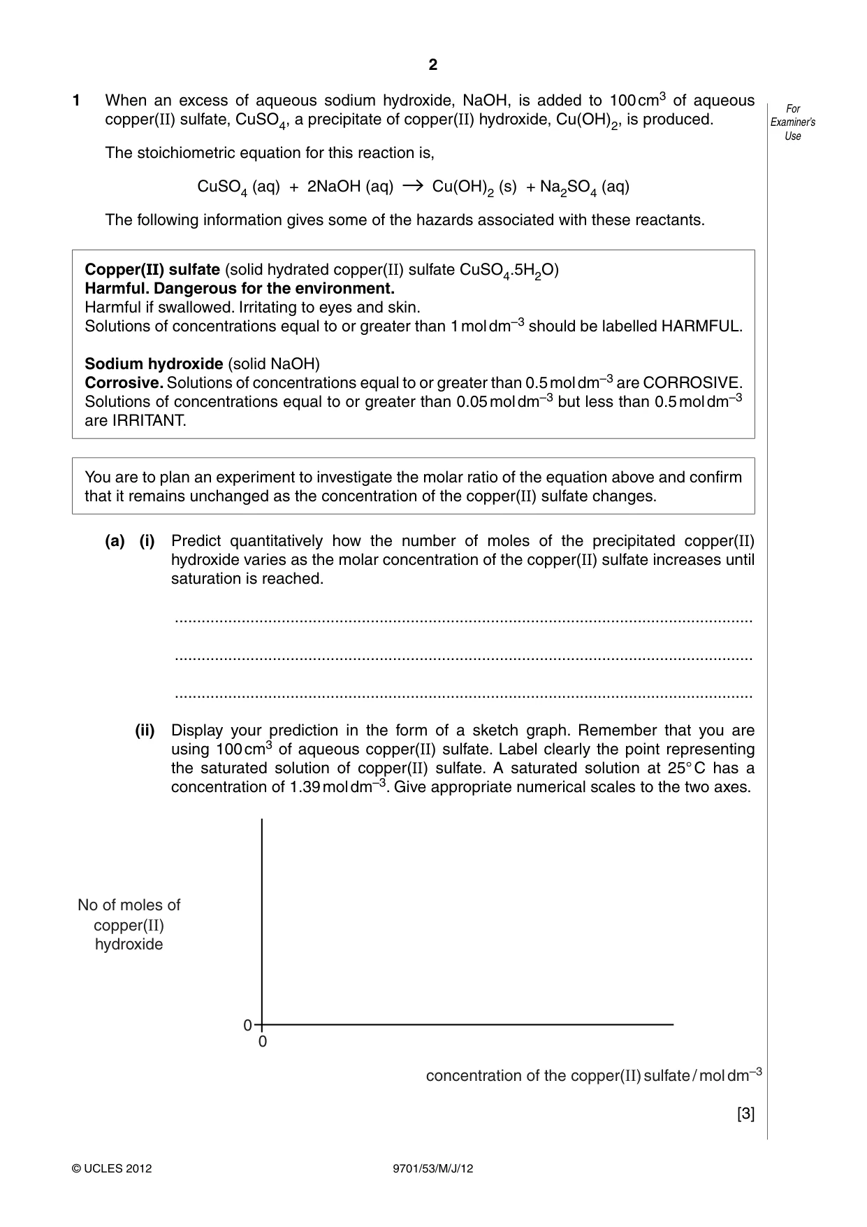 Cambridge A Level Chemistry 9701 2012 May/June Paper 5 · Variant 3 question paper, page 2 of 8