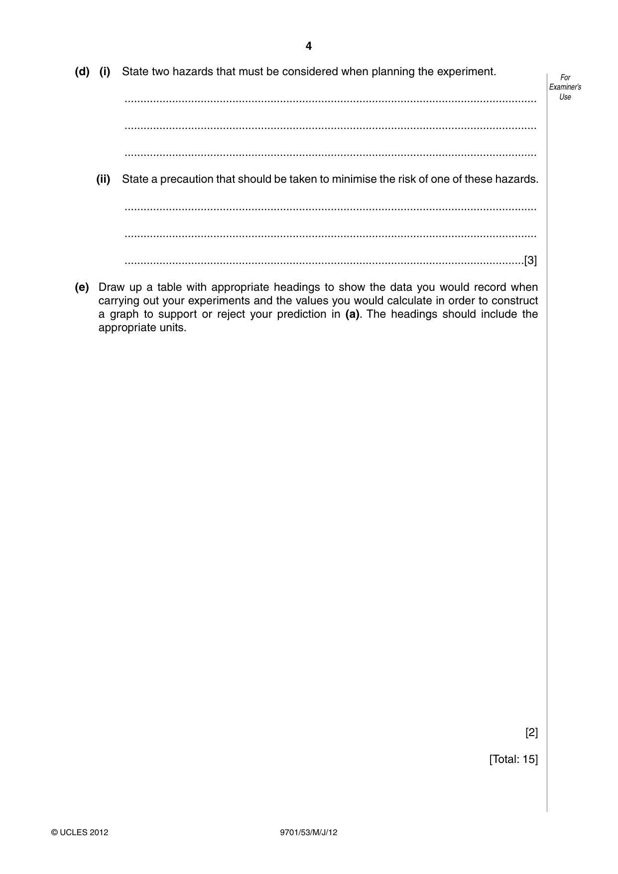 Cambridge A Level Chemistry 9701 2012 May/June Paper 5 · Variant 3 question paper, page 4 of 8