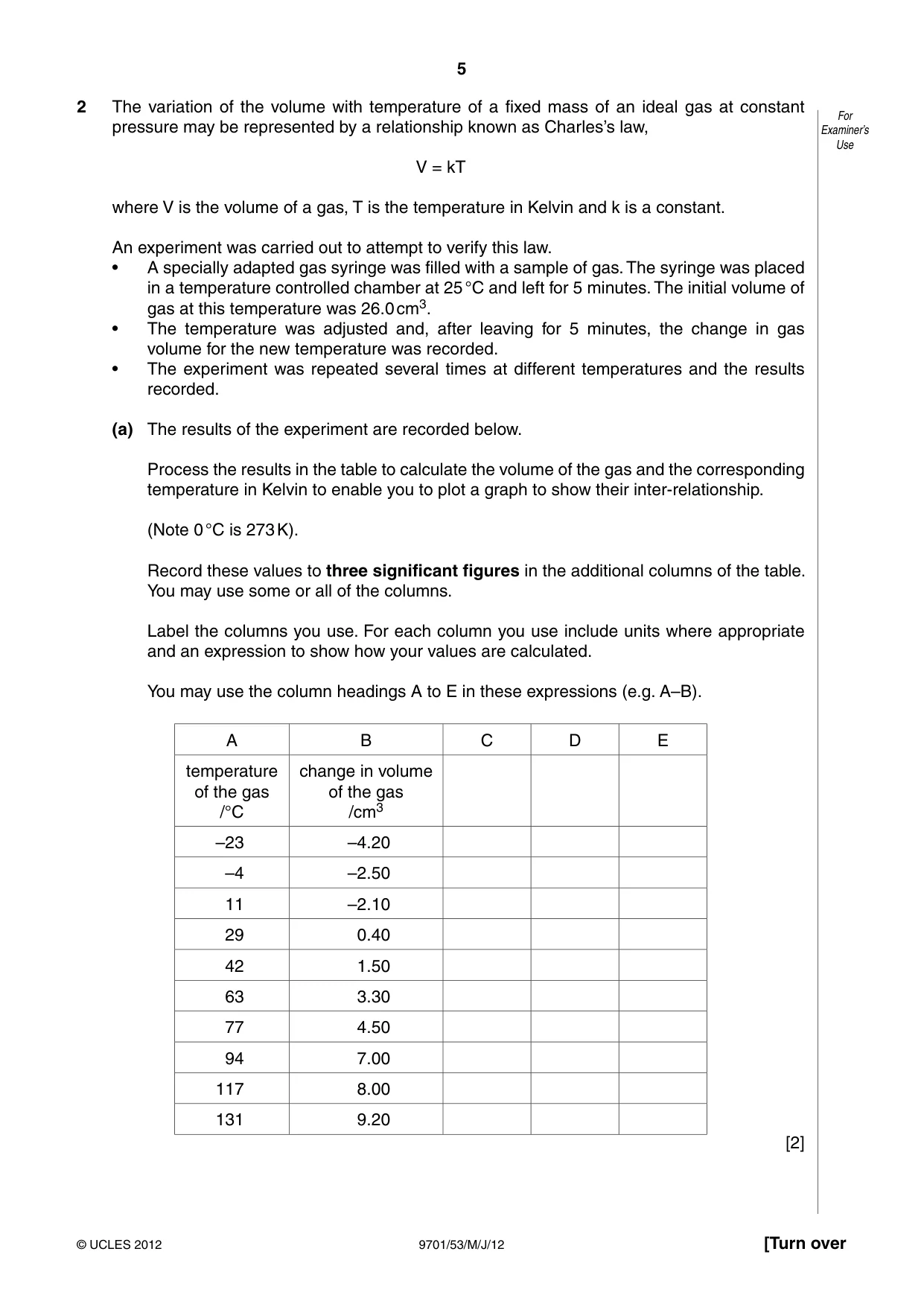Cambridge A Level Chemistry 9701 2012 May/June Paper 5 · Variant 3 question paper, page 5 of 8