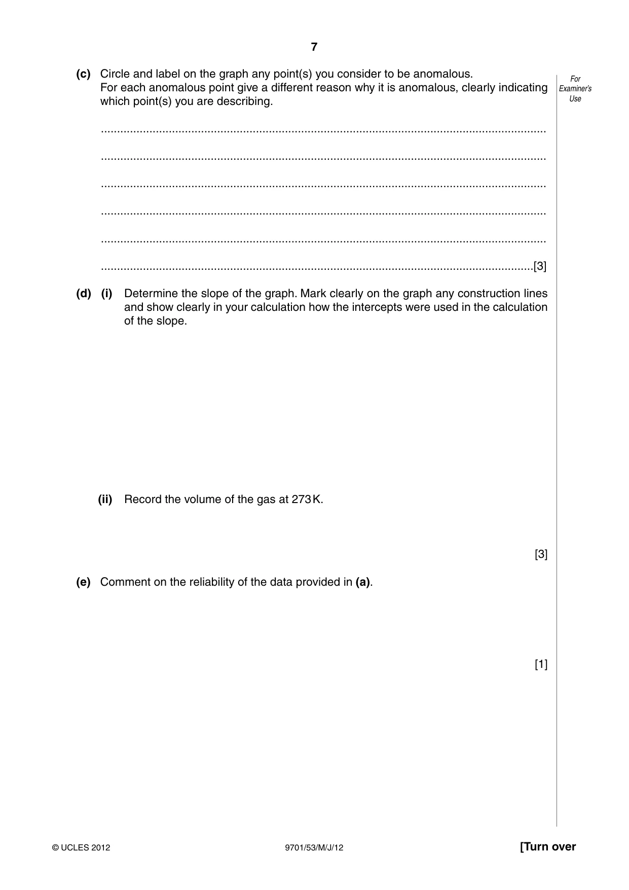 Cambridge A Level Chemistry 9701 2012 May/June Paper 5 · Variant 3 question paper, page 7 of 8