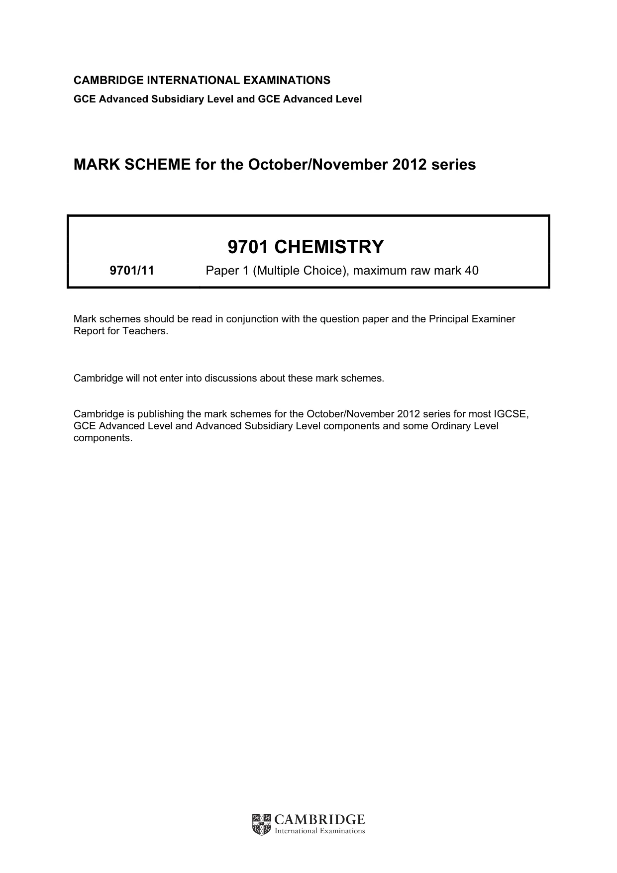 Mark scheme, page 1 of 2