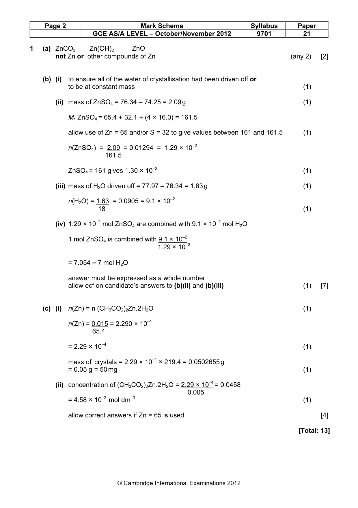 Mark scheme, page 2 of 6