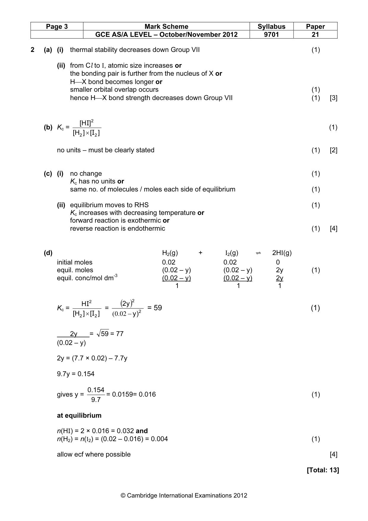 Mark scheme, page 3 of 6