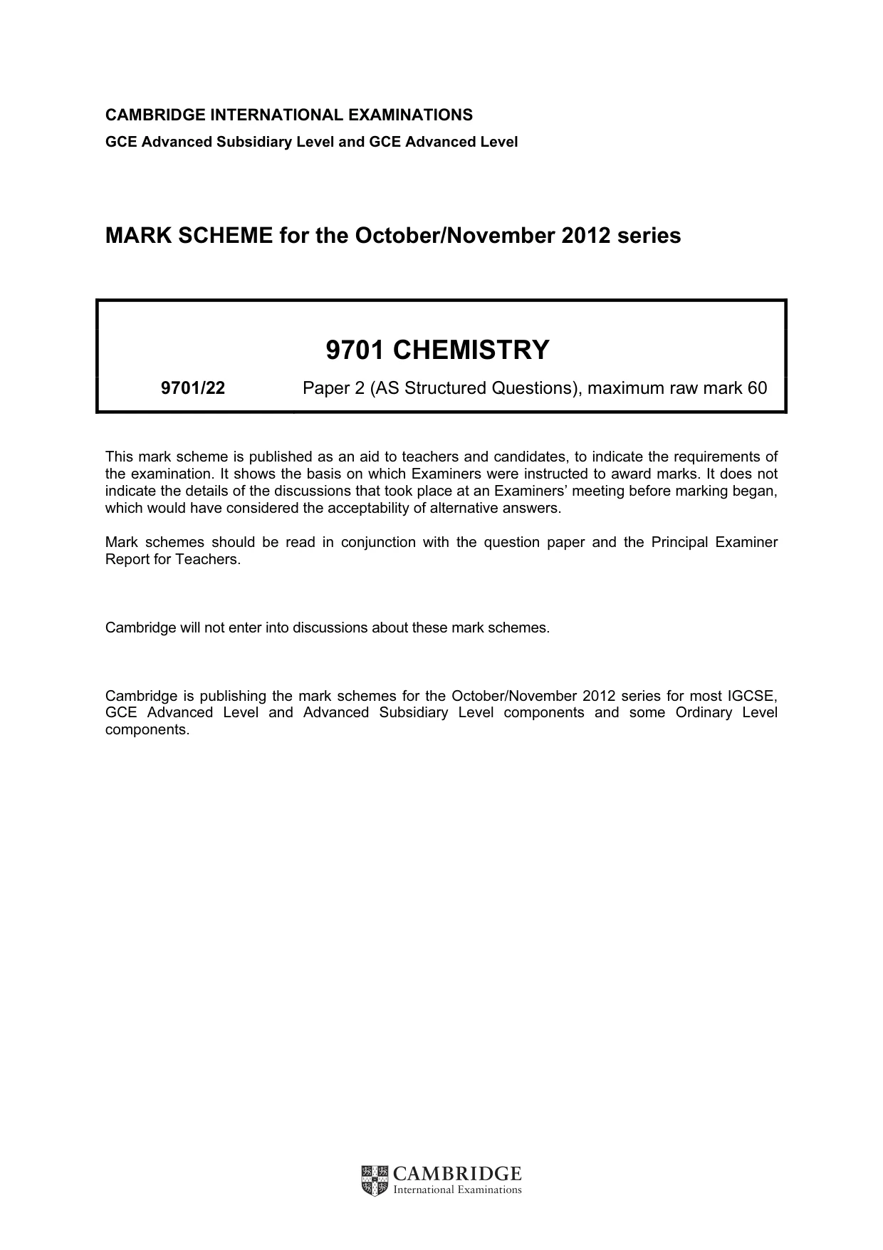 Mark scheme, page 1 of 6