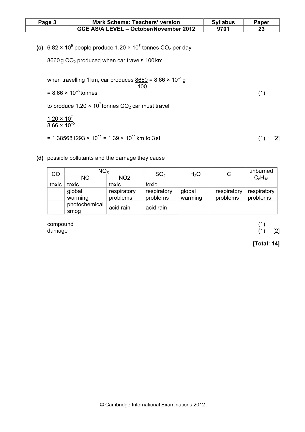 Mark scheme, page 3 of 7