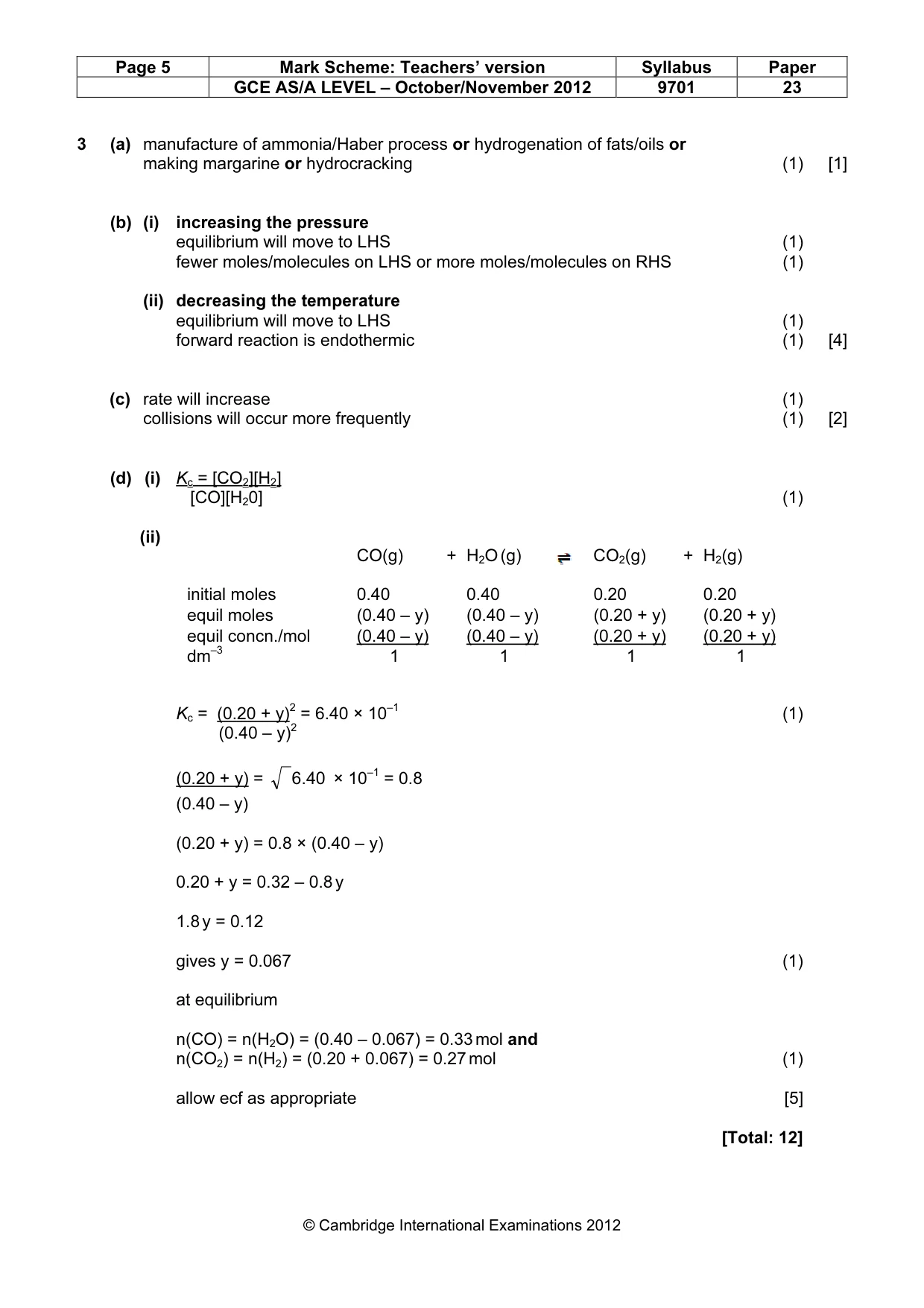 Mark scheme, page 5 of 7
