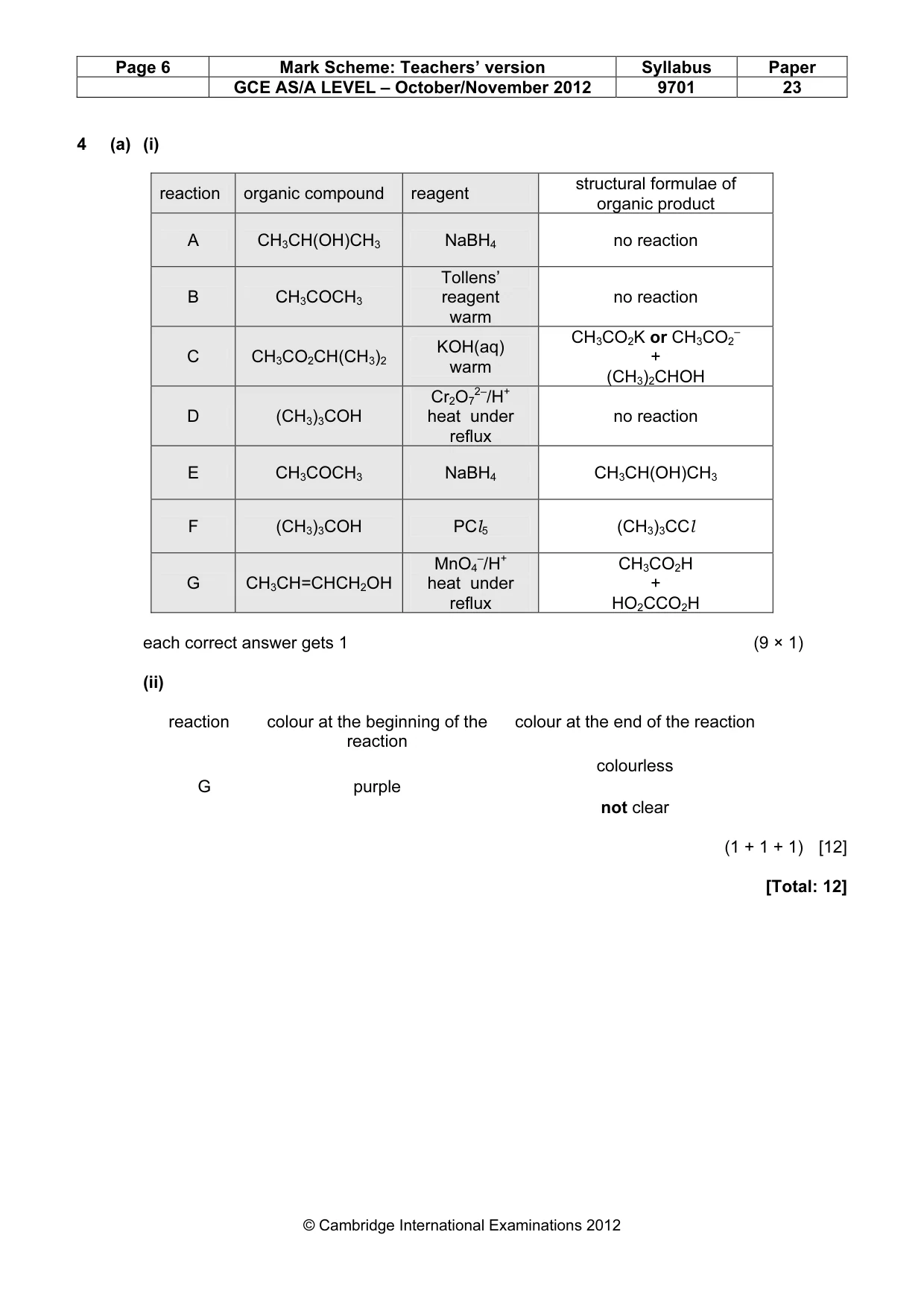Mark scheme, page 6 of 7