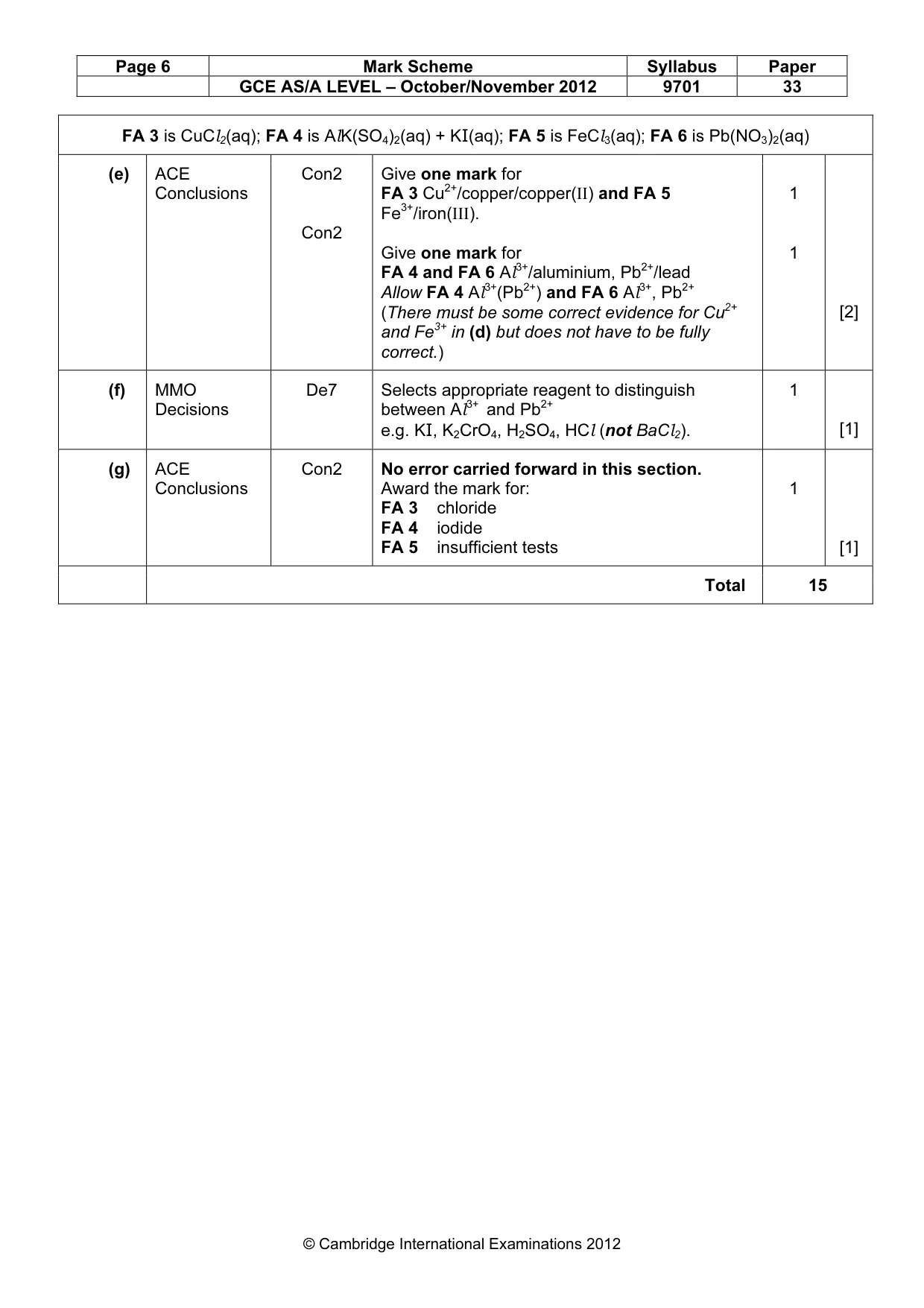 Mark scheme, page 6 of 6