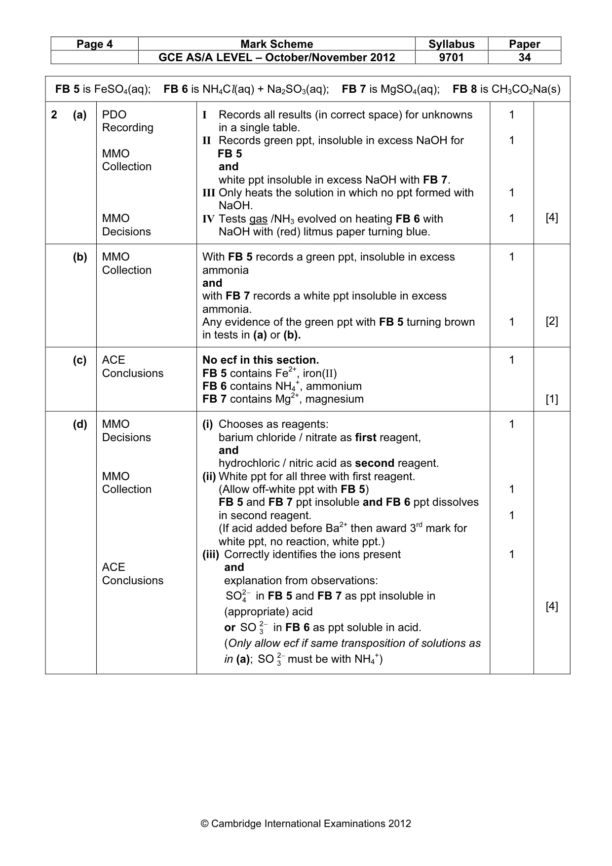 Mark scheme, page 4 of 5