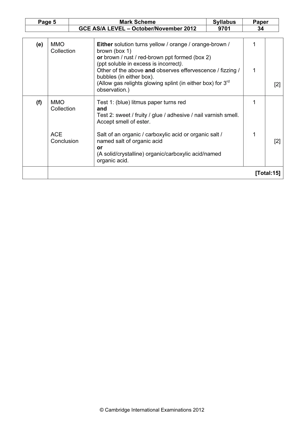 Mark scheme, page 5 of 5
