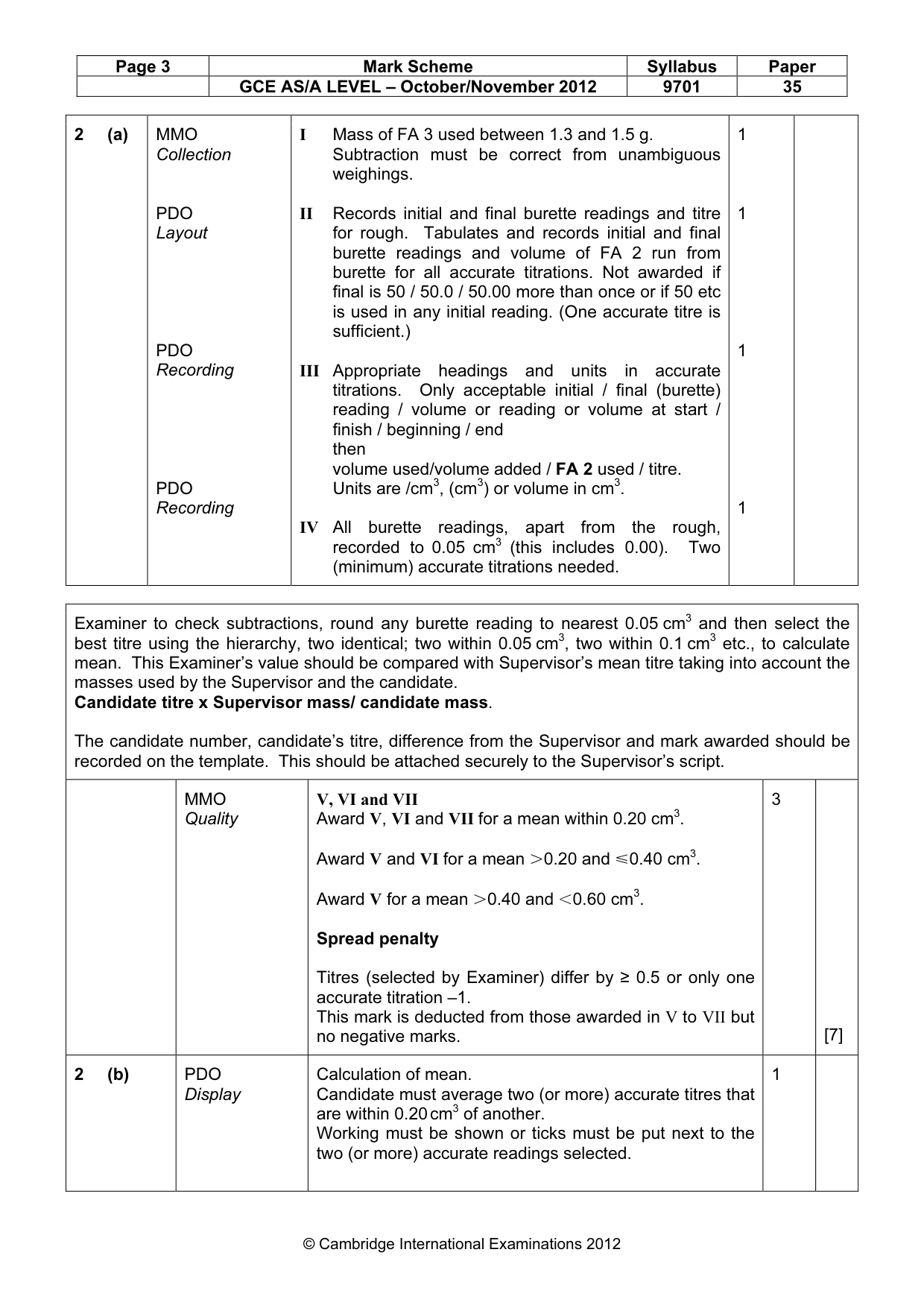 Mark scheme, page 3 of 5