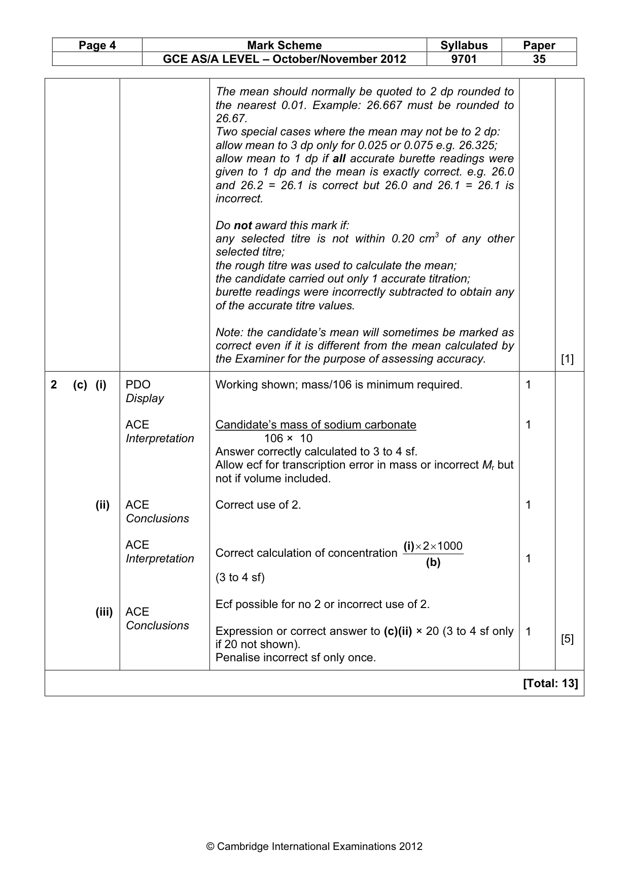 Mark scheme, page 4 of 5
