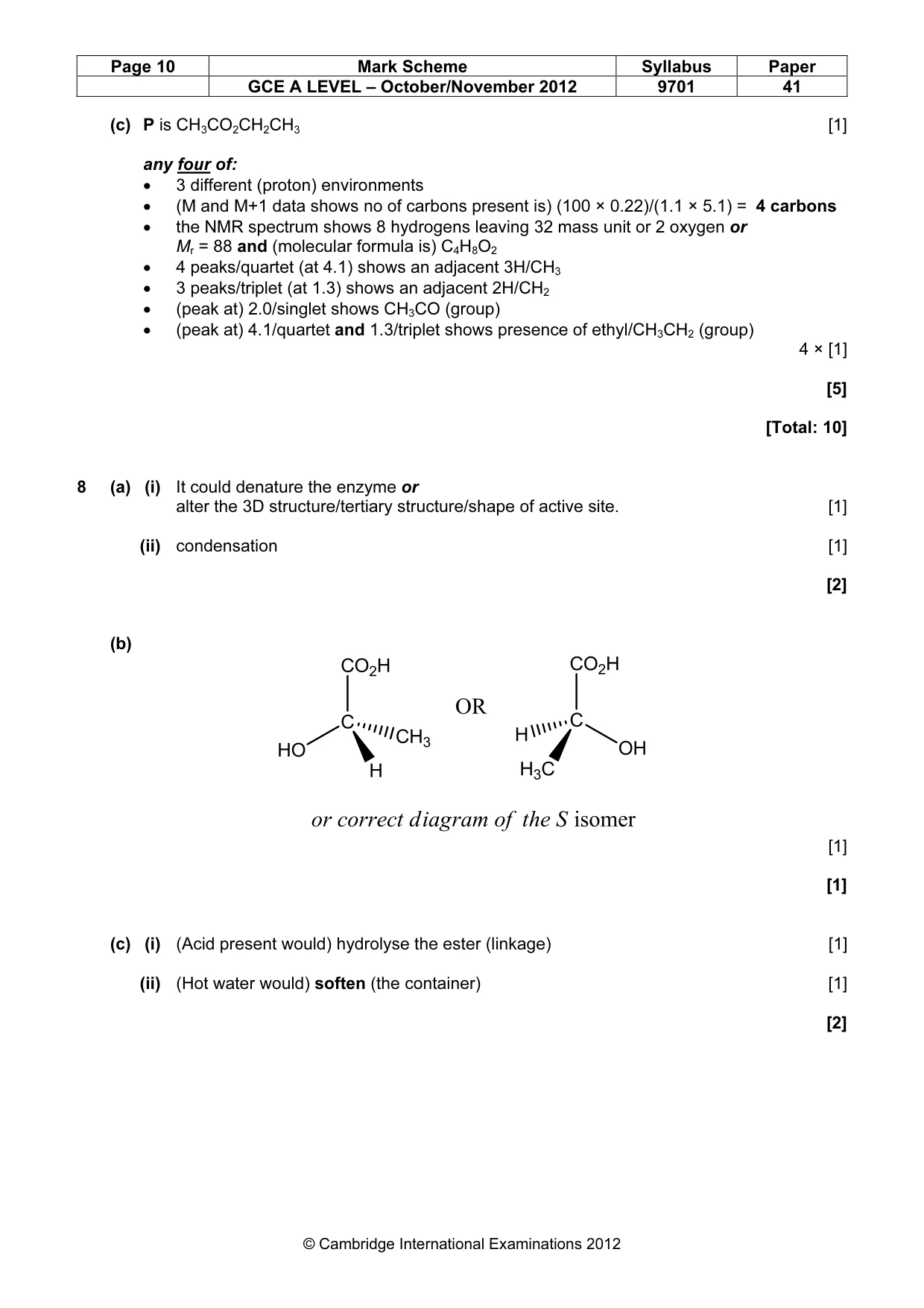 Mark scheme, page 10 of 11