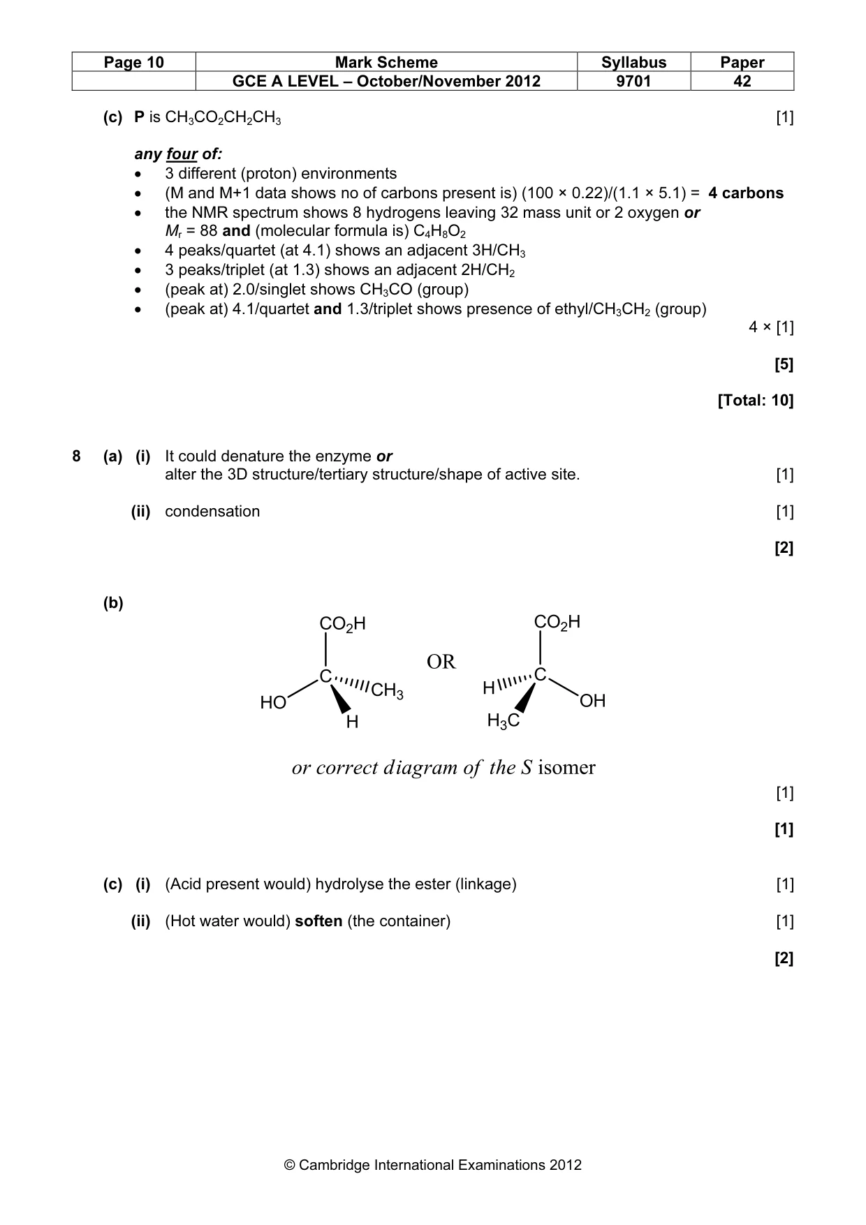 Mark scheme, page 10 of 11