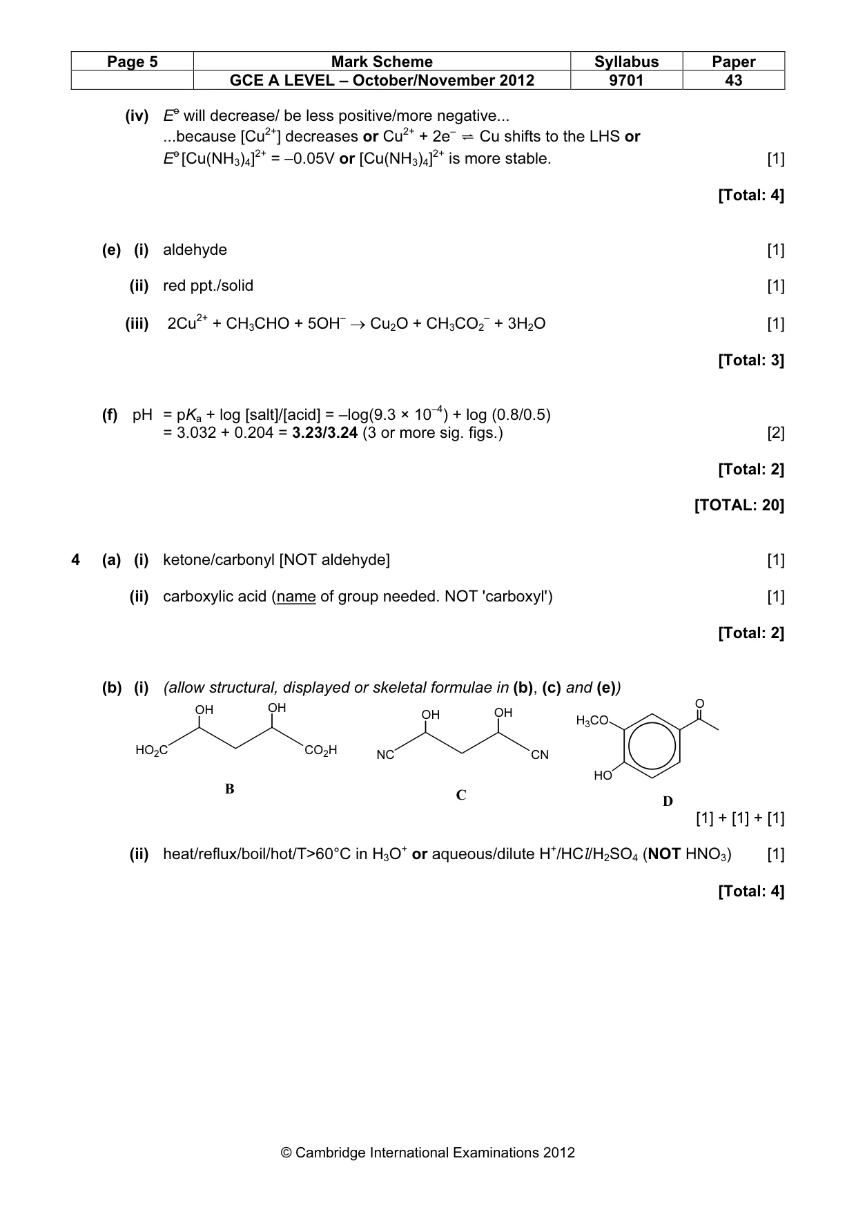 Mark scheme, page 5 of 10