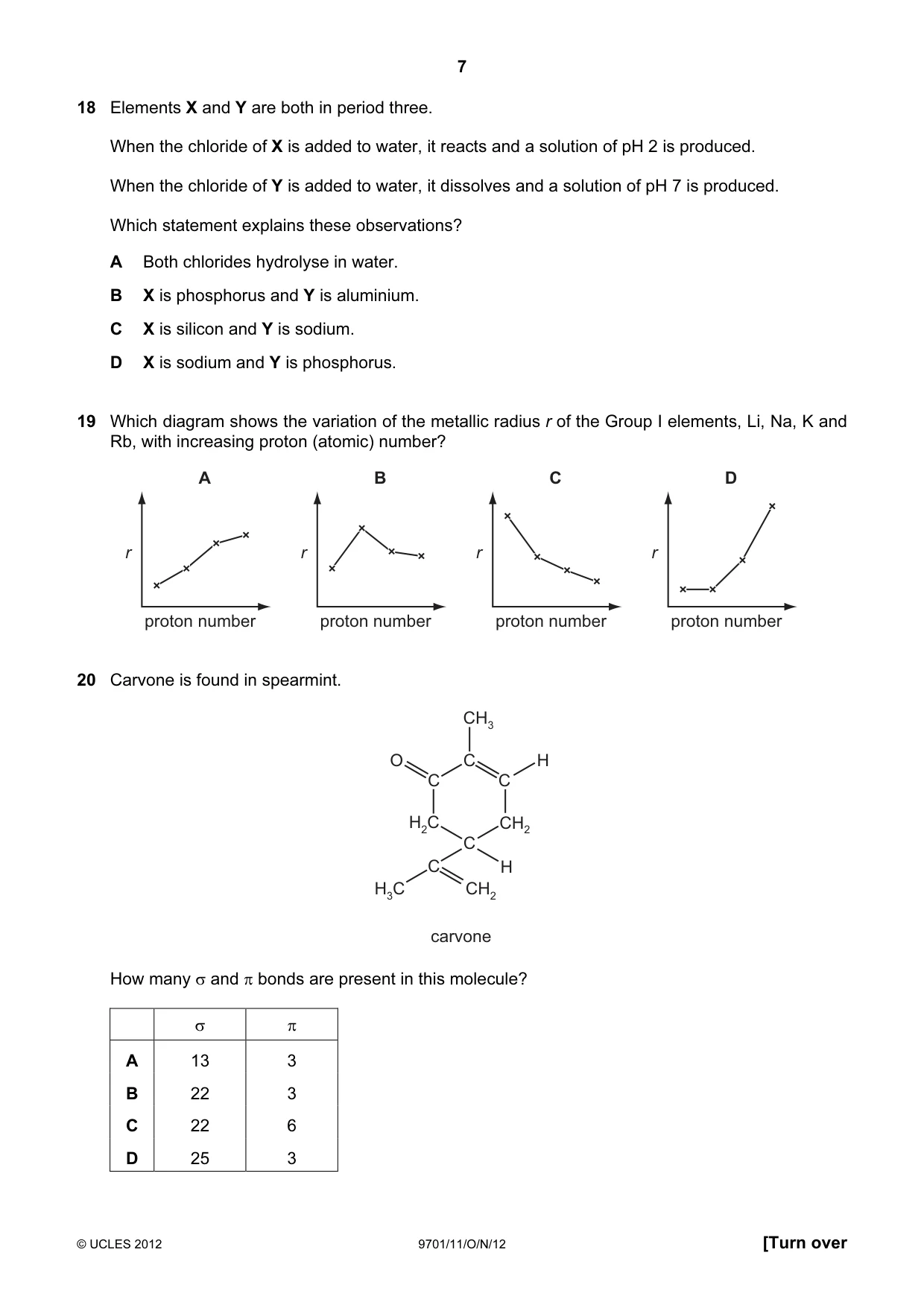 Cambridge A Level Chemistry 9701 2012 Oct/Nov Paper 1 · Variant 1 question paper, page 7 of 16