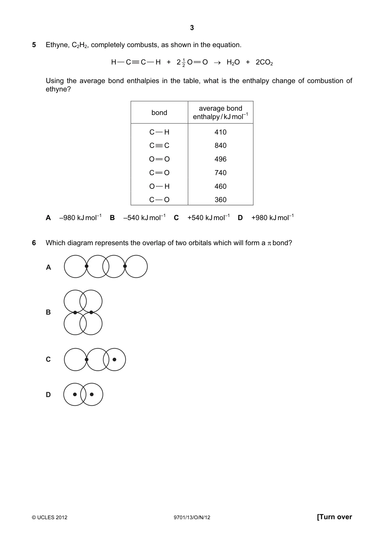 Cambridge A Level Chemistry 9701 2012 Oct/Nov Paper 1 · Variant 3 question paper, page 3 of 16