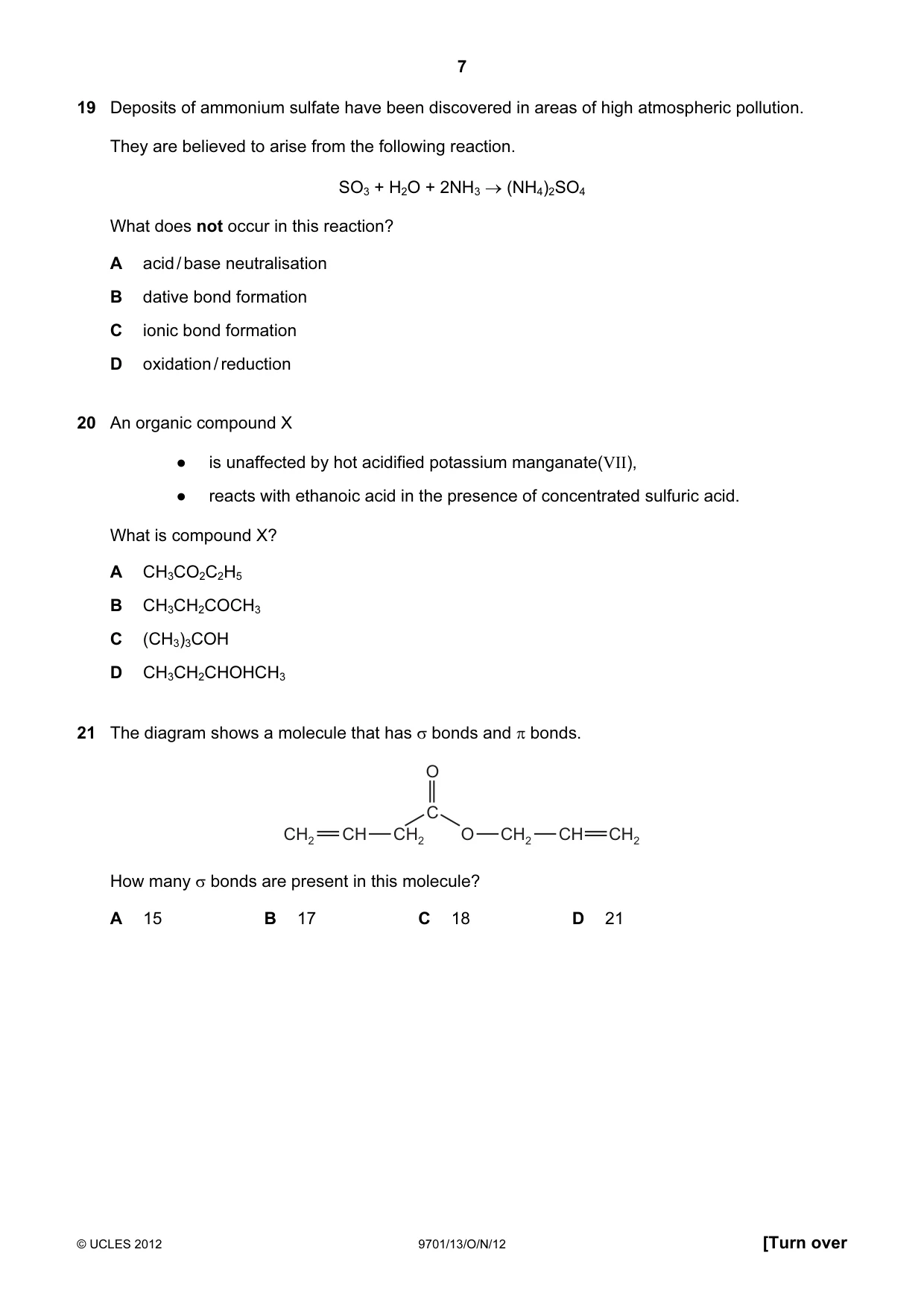 Cambridge A Level Chemistry 9701 2012 Oct/Nov Paper 1 · Variant 3 question paper, page 7 of 16