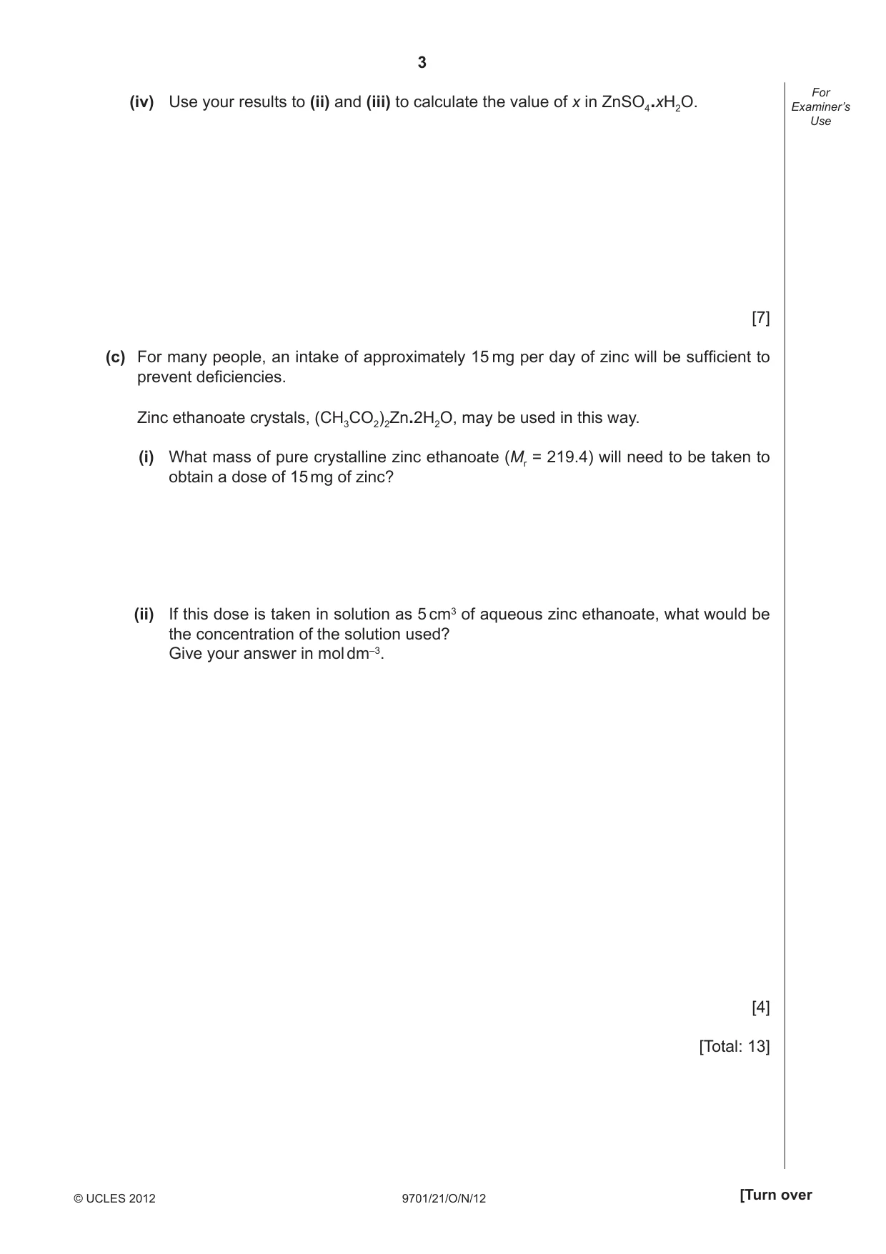 Cambridge A Level Chemistry 9701 2012 Oct/Nov Paper 2 · Variant 1 question paper, page 3 of 12
