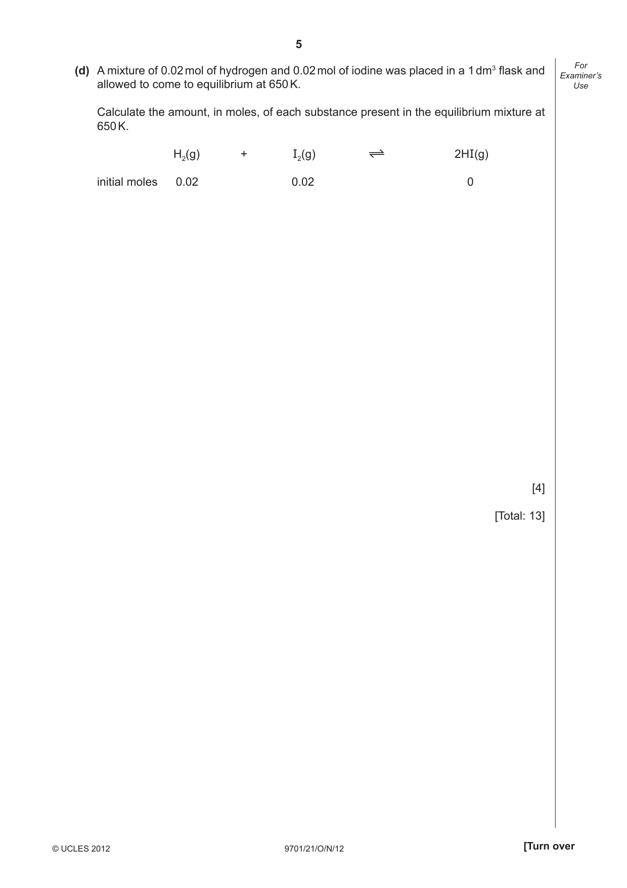 Cambridge A Level Chemistry 9701 2012 Oct/Nov Paper 2 · Variant 1 question paper, page 5 of 12
