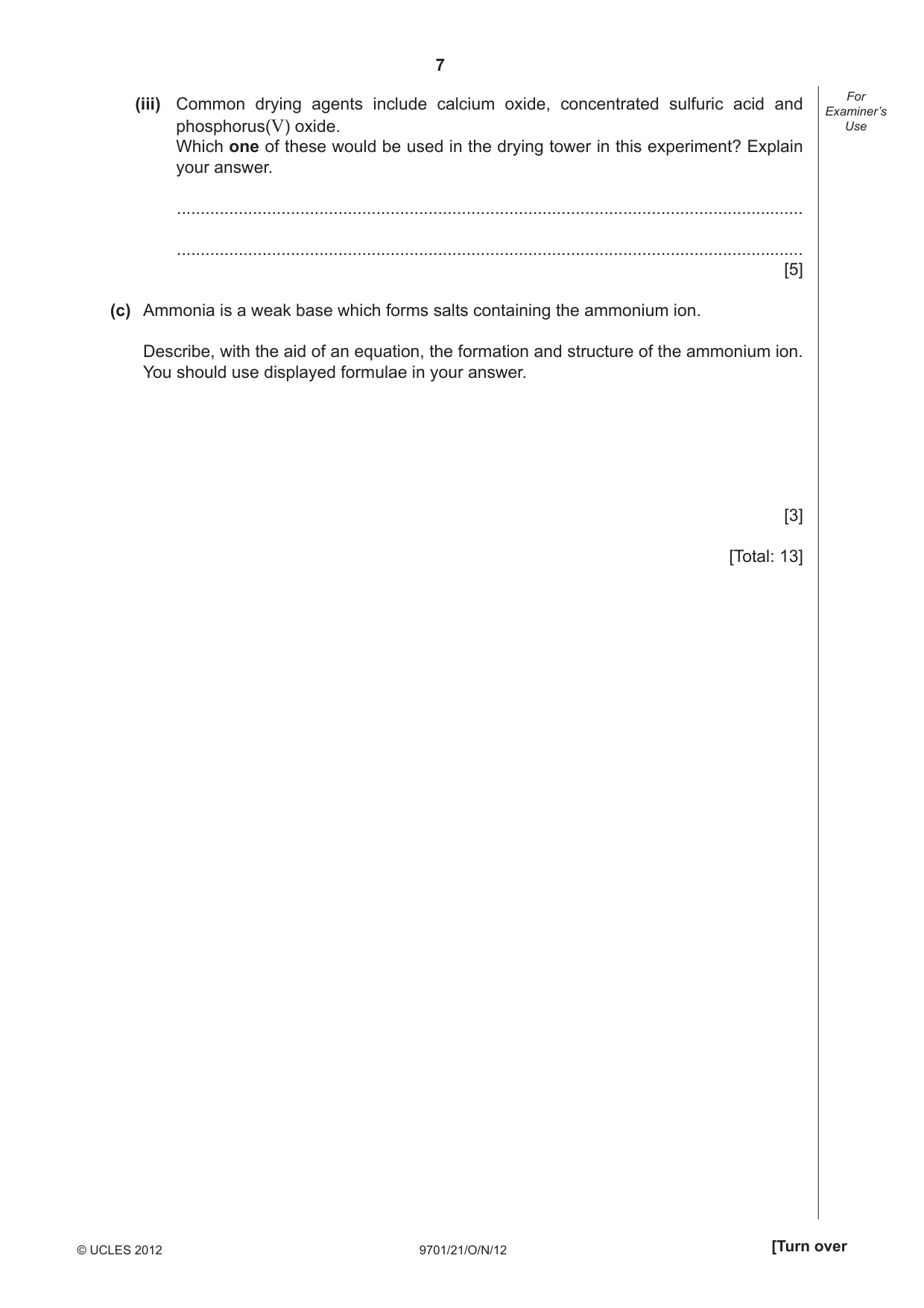 Cambridge A Level Chemistry 9701 2012 Oct/Nov Paper 2 · Variant 1 question paper, page 7 of 12