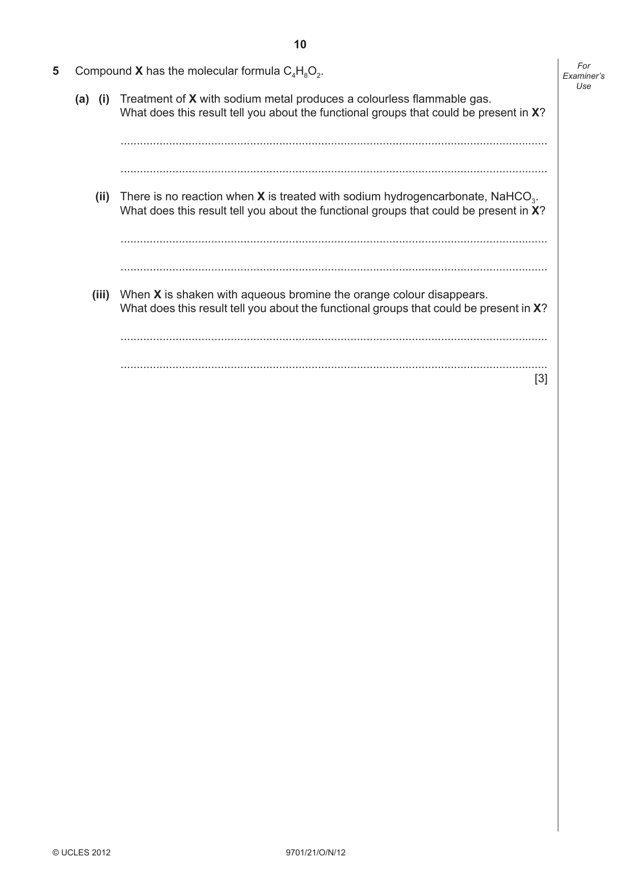 Cambridge A Level Chemistry 9701 2012 Oct/Nov Paper 2 · Variant 1 question paper, page 10 of 12