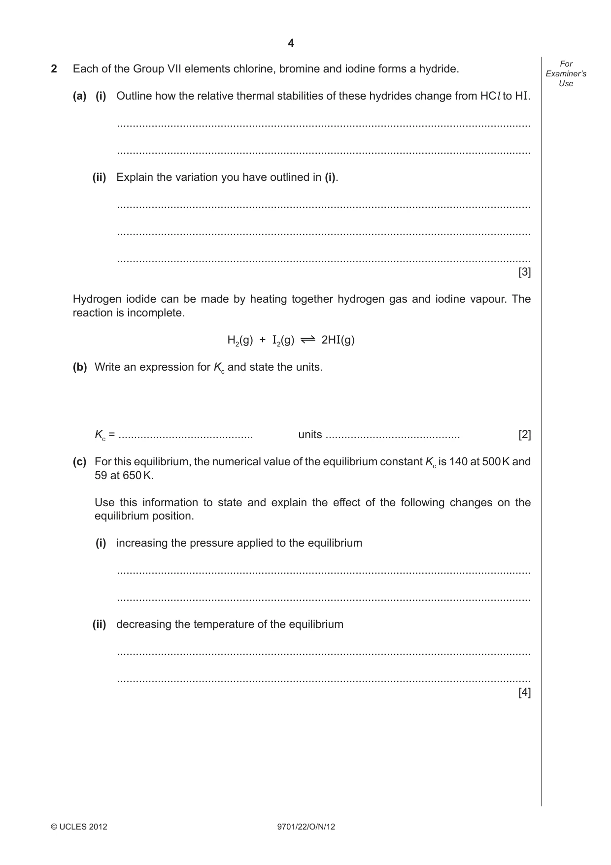 Cambridge A Level Chemistry 9701 2012 Oct/Nov Paper 2 · Variant 2 question paper, page 4 of 12