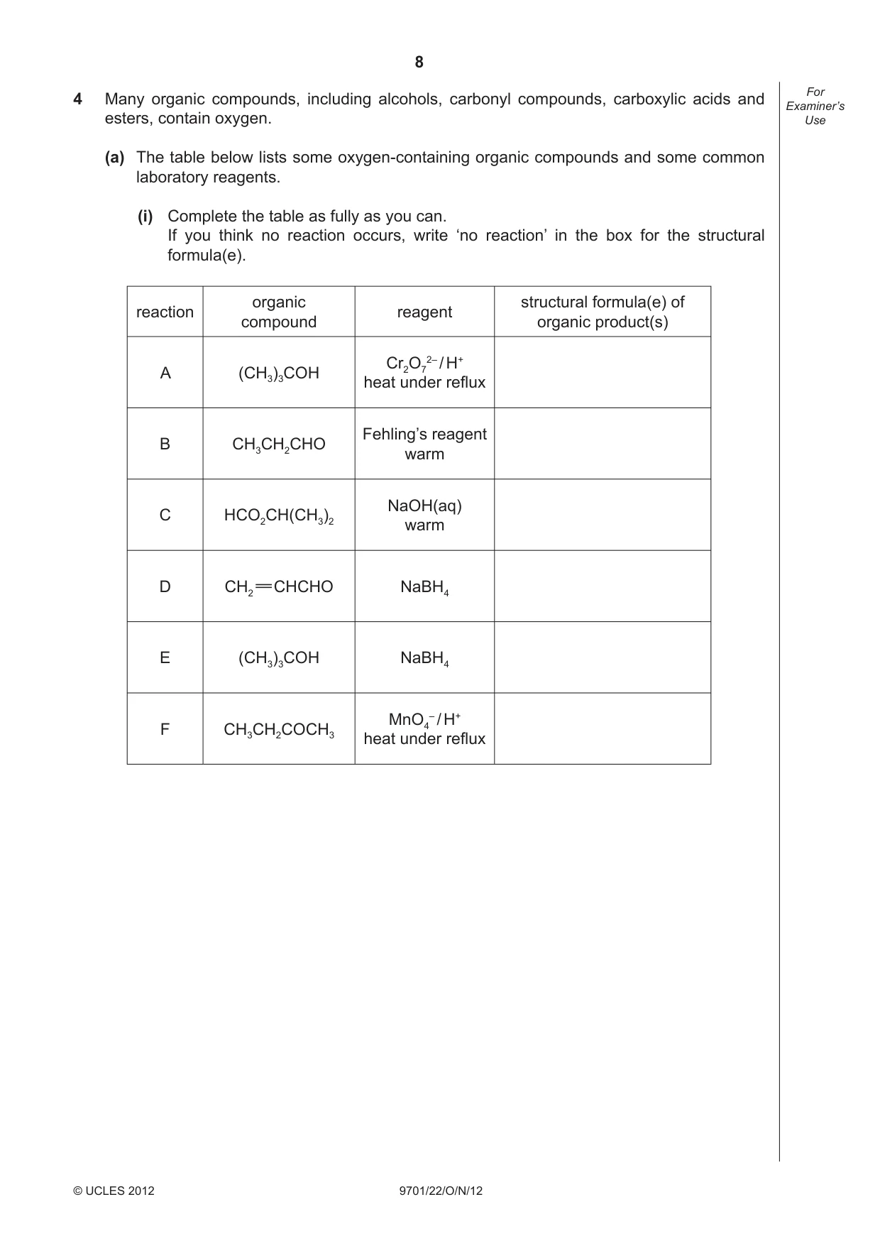 Cambridge A Level Chemistry 9701 2012 Oct/Nov Paper 2 · Variant 2 question paper, page 8 of 12