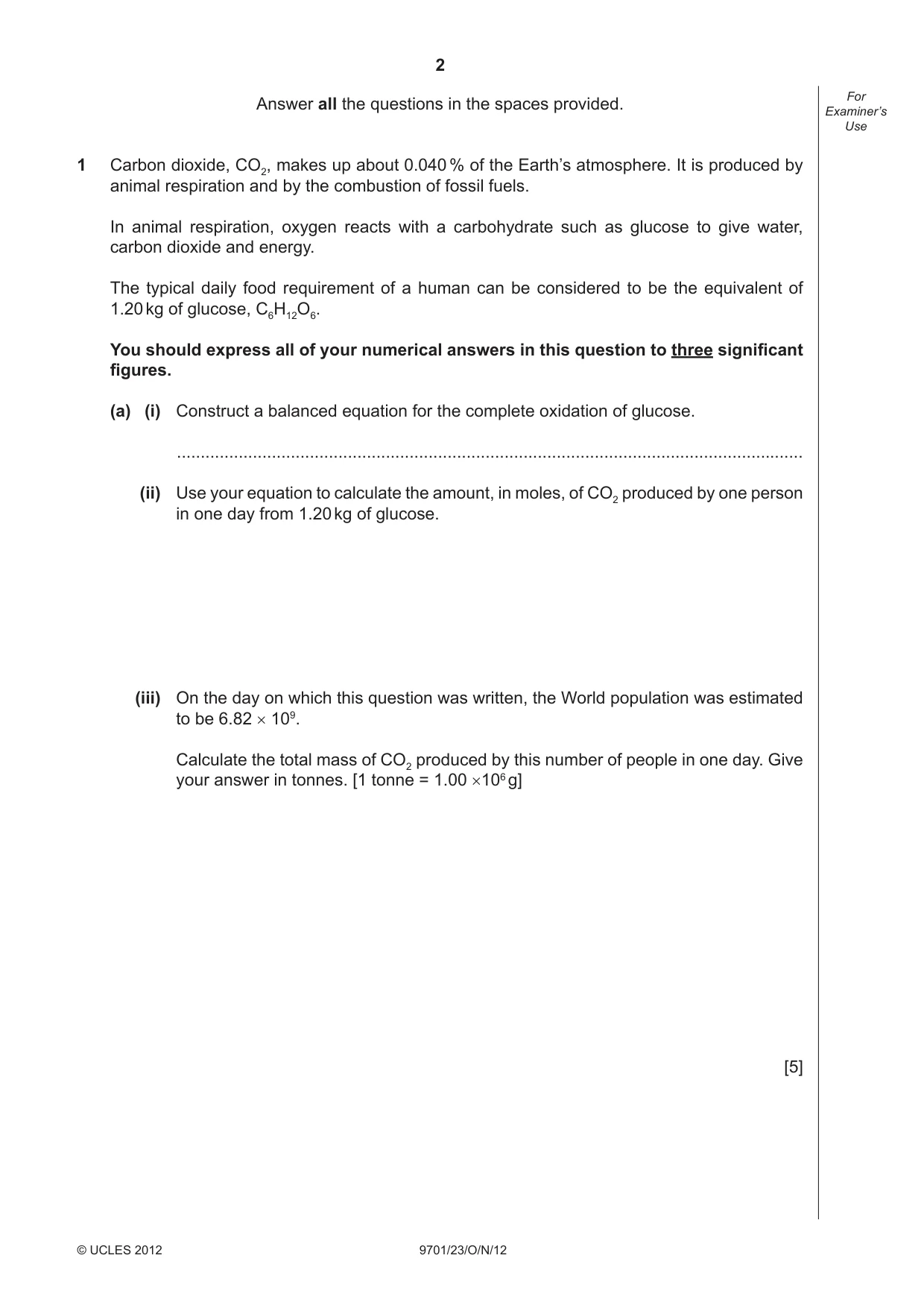 Cambridge A Level Chemistry 9701 2012 Oct/Nov Paper 2 · Variant 3 question paper, page 2 of 12