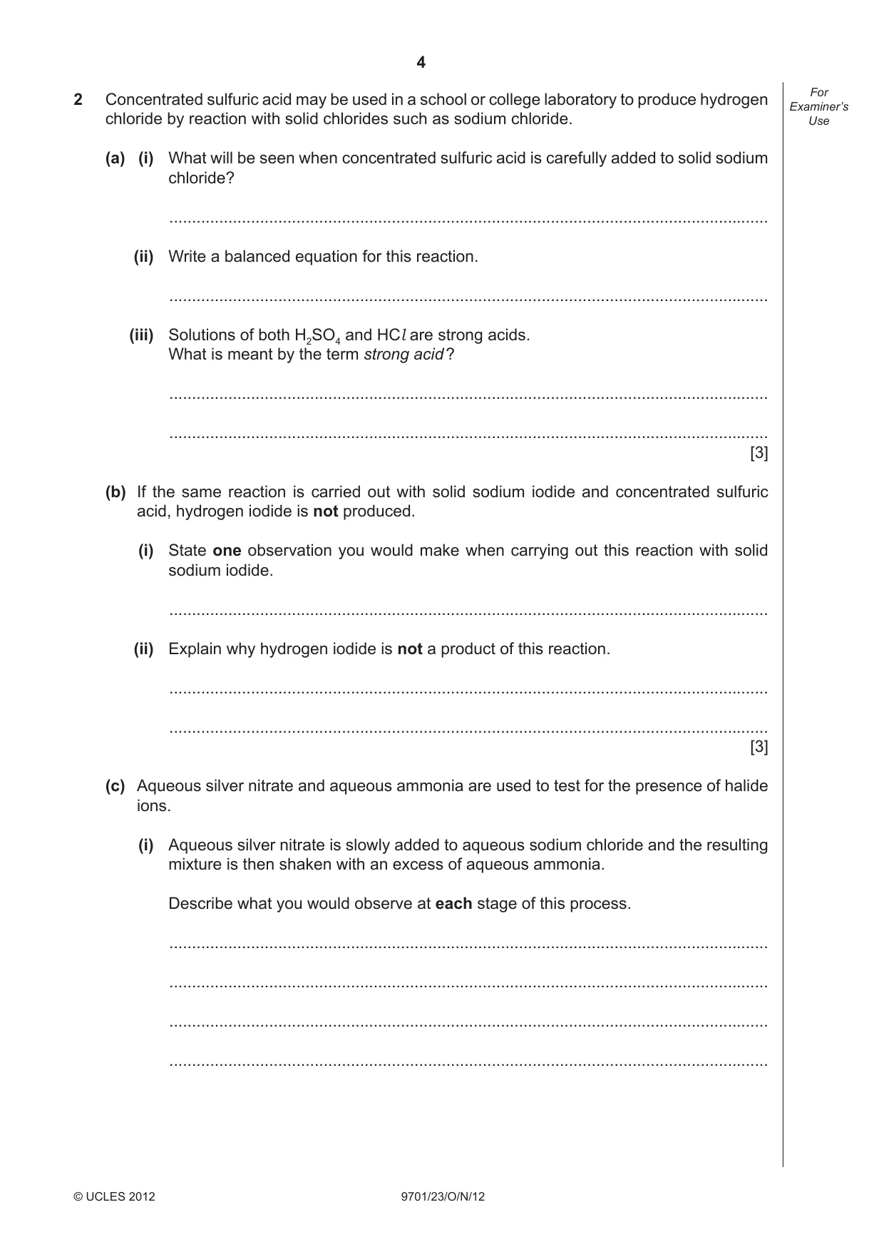 Cambridge A Level Chemistry 9701 2012 Oct/Nov Paper 2 · Variant 3 question paper, page 4 of 12