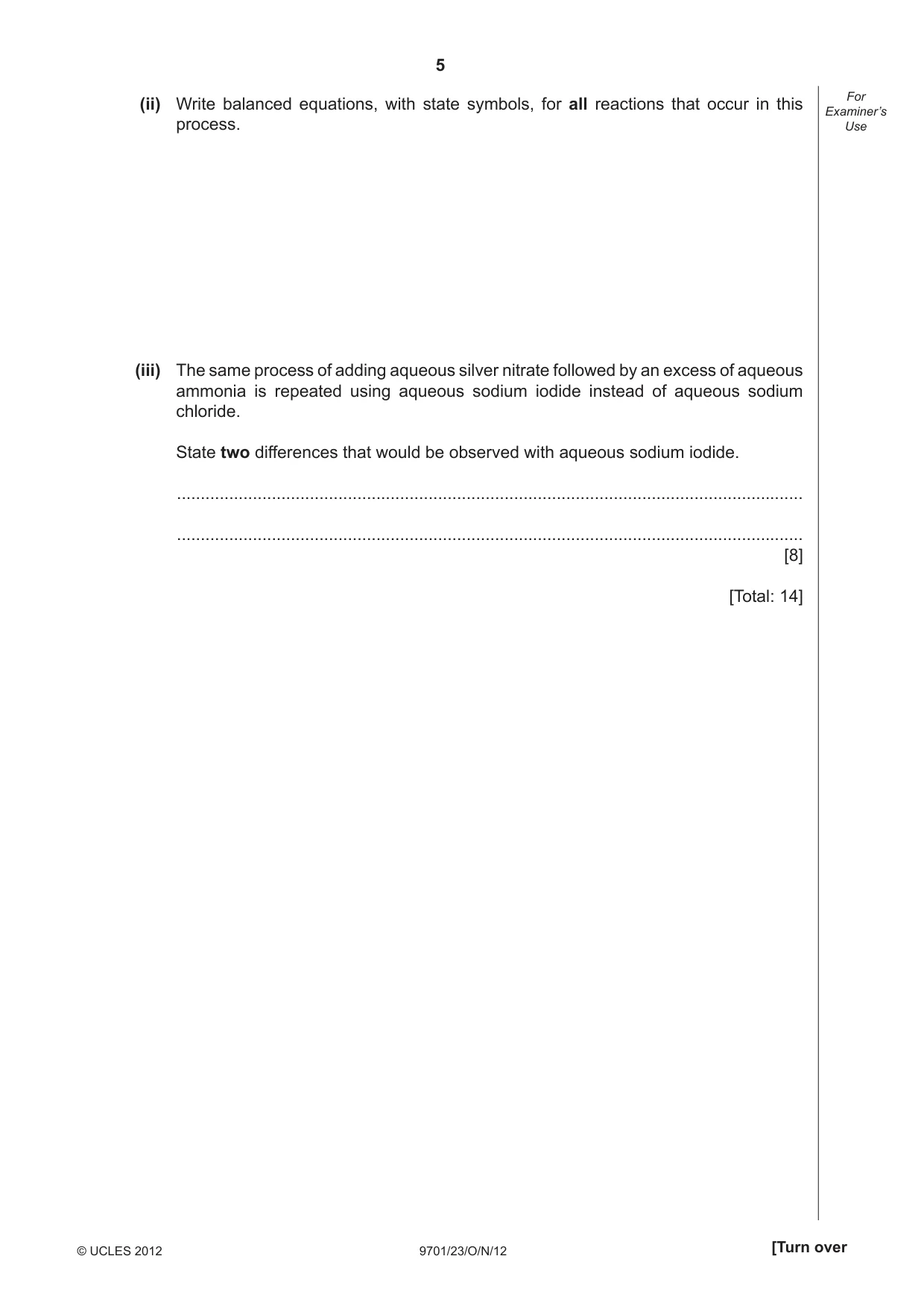 Cambridge A Level Chemistry 9701 2012 Oct/Nov Paper 2 · Variant 3 question paper, page 5 of 12