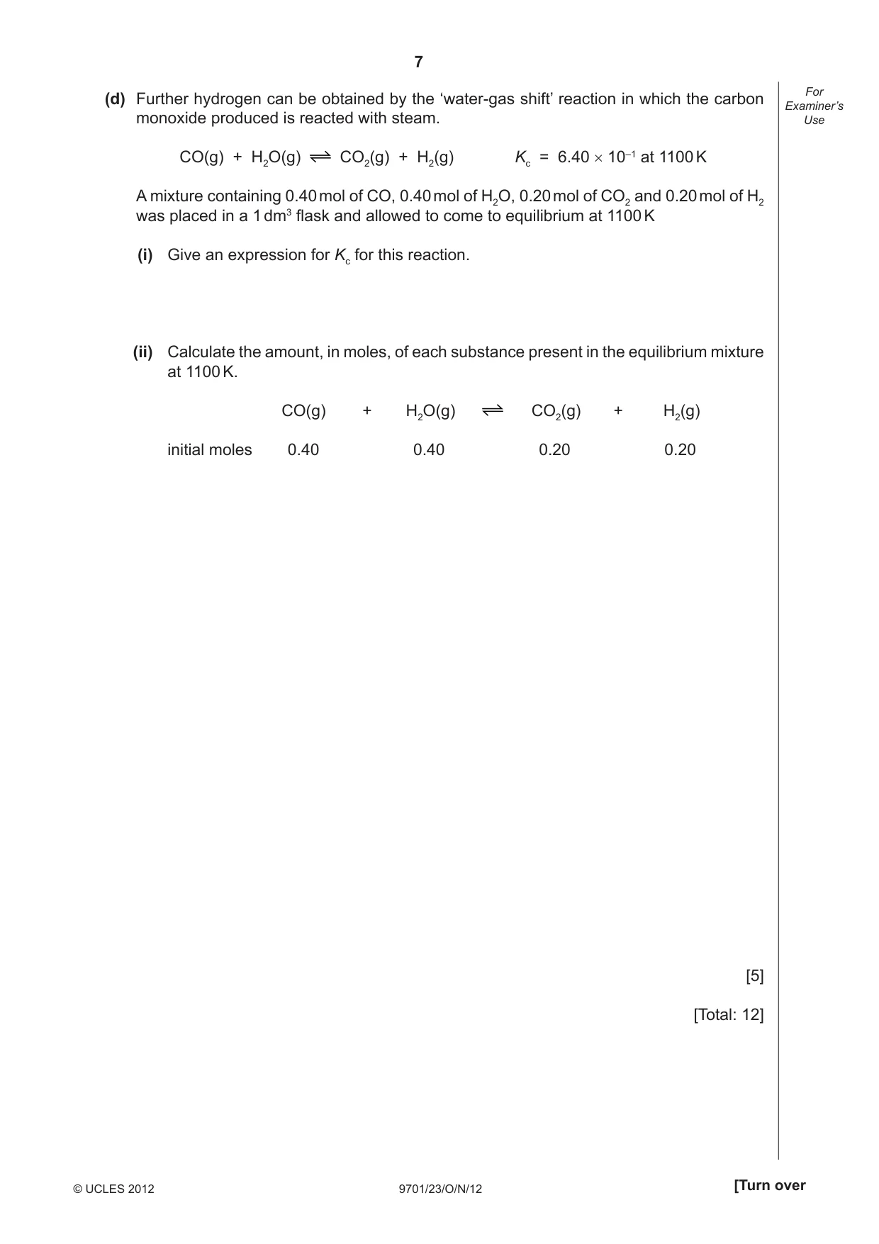 Cambridge A Level Chemistry 9701 2012 Oct/Nov Paper 2 · Variant 3 question paper, page 7 of 12