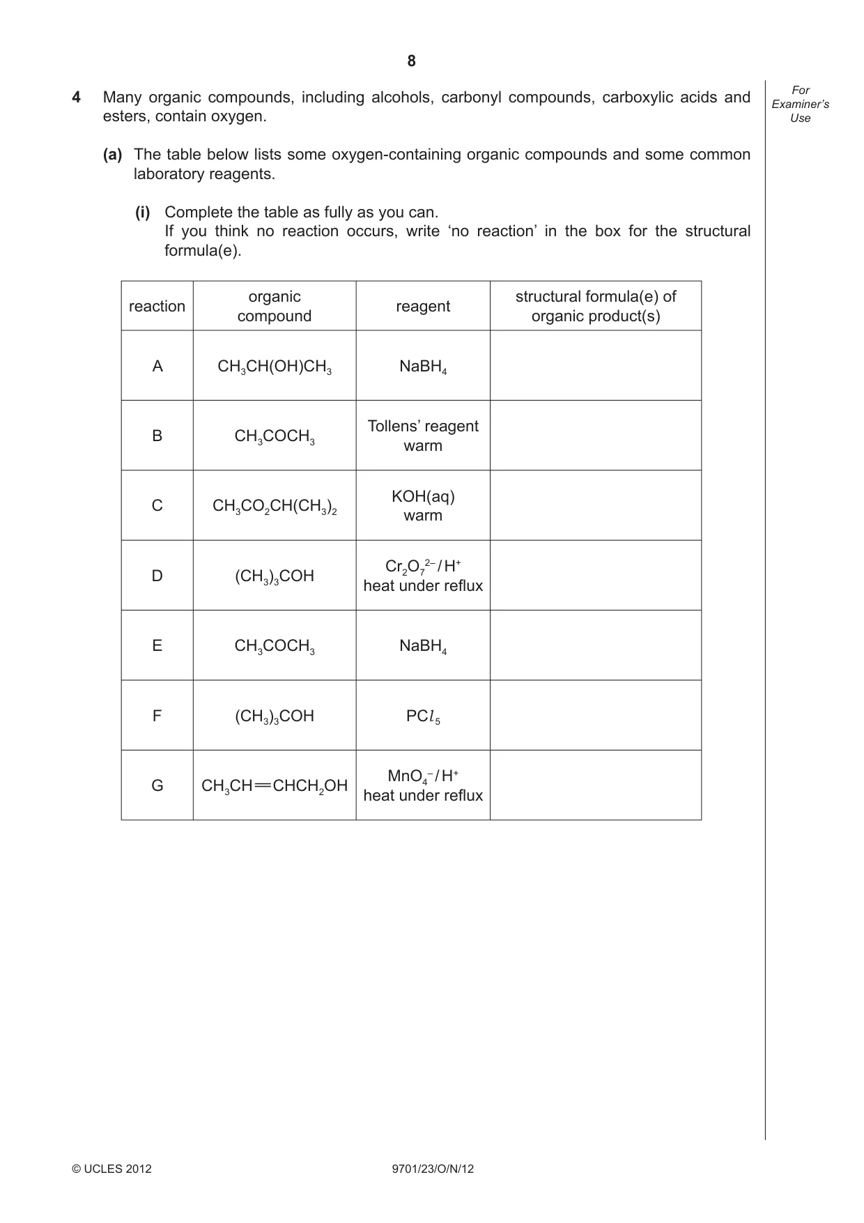 Cambridge A Level Chemistry 9701 2012 Oct/Nov Paper 2 · Variant 3 question paper, page 8 of 12