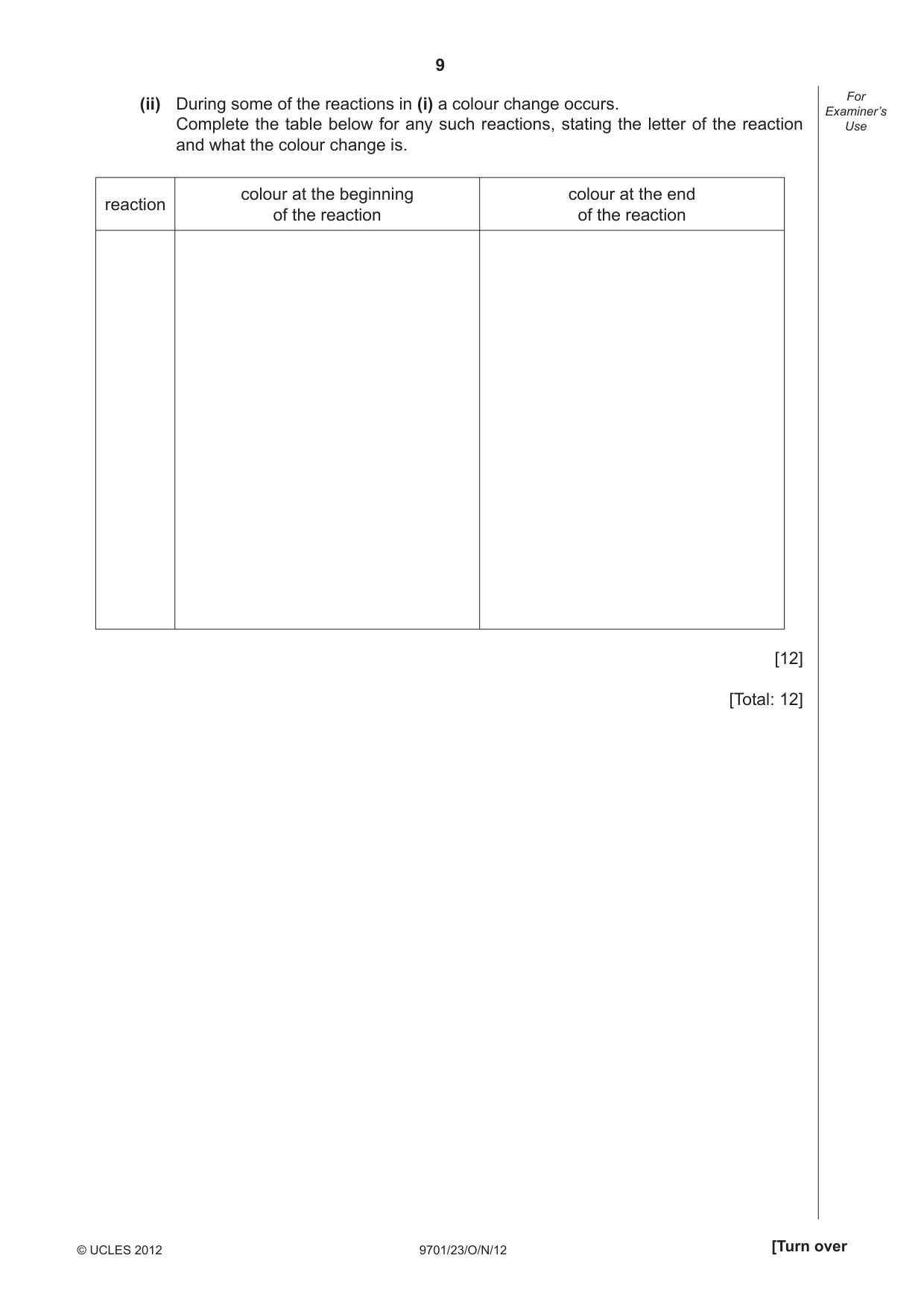 Cambridge A Level Chemistry 9701 2012 Oct/Nov Paper 2 · Variant 3 question paper, page 9 of 12