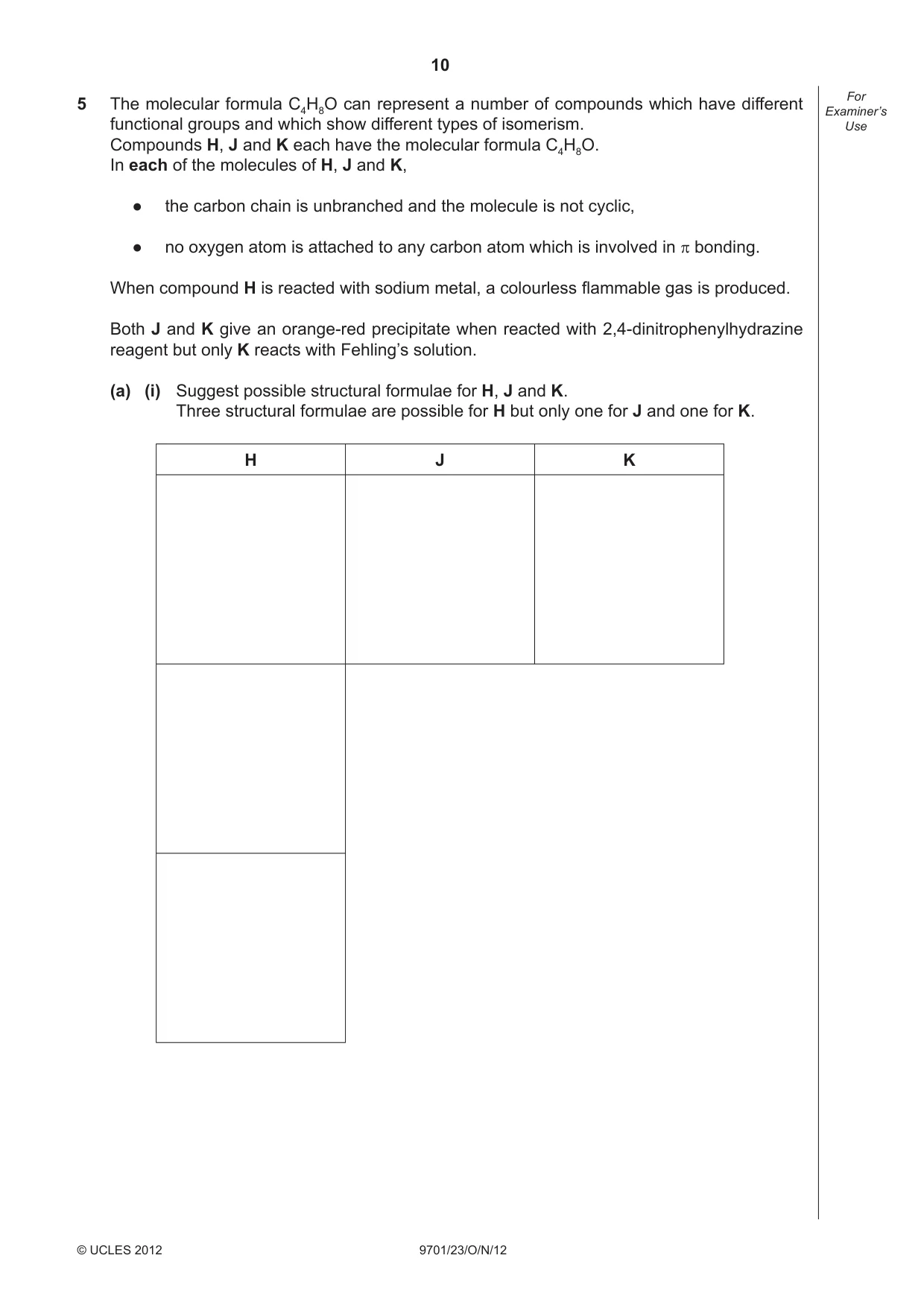 Cambridge A Level Chemistry 9701 2012 Oct/Nov Paper 2 · Variant 3 question paper, page 10 of 12