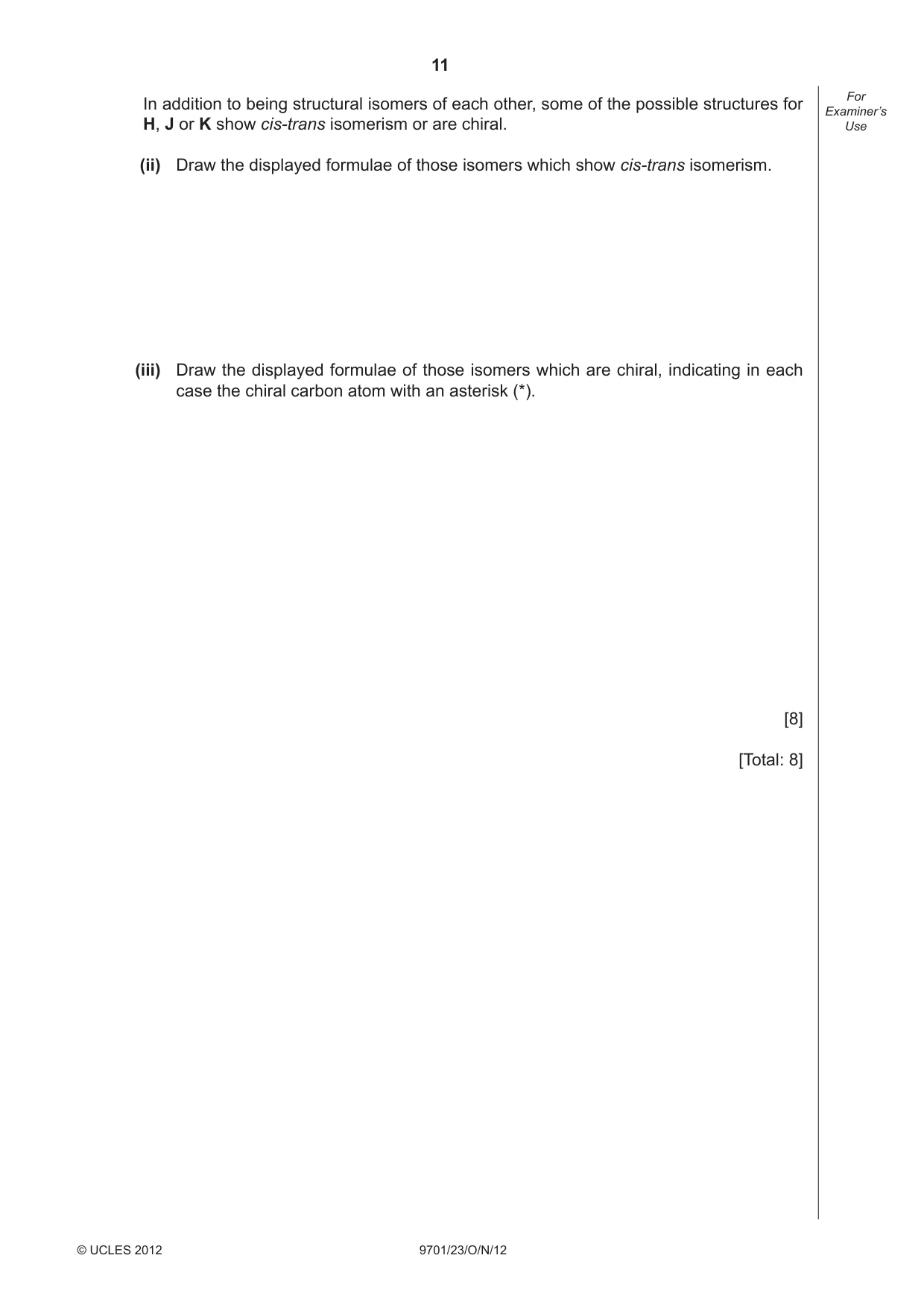 Cambridge A Level Chemistry 9701 2012 Oct/Nov Paper 2 · Variant 3 question paper, page 11 of 12