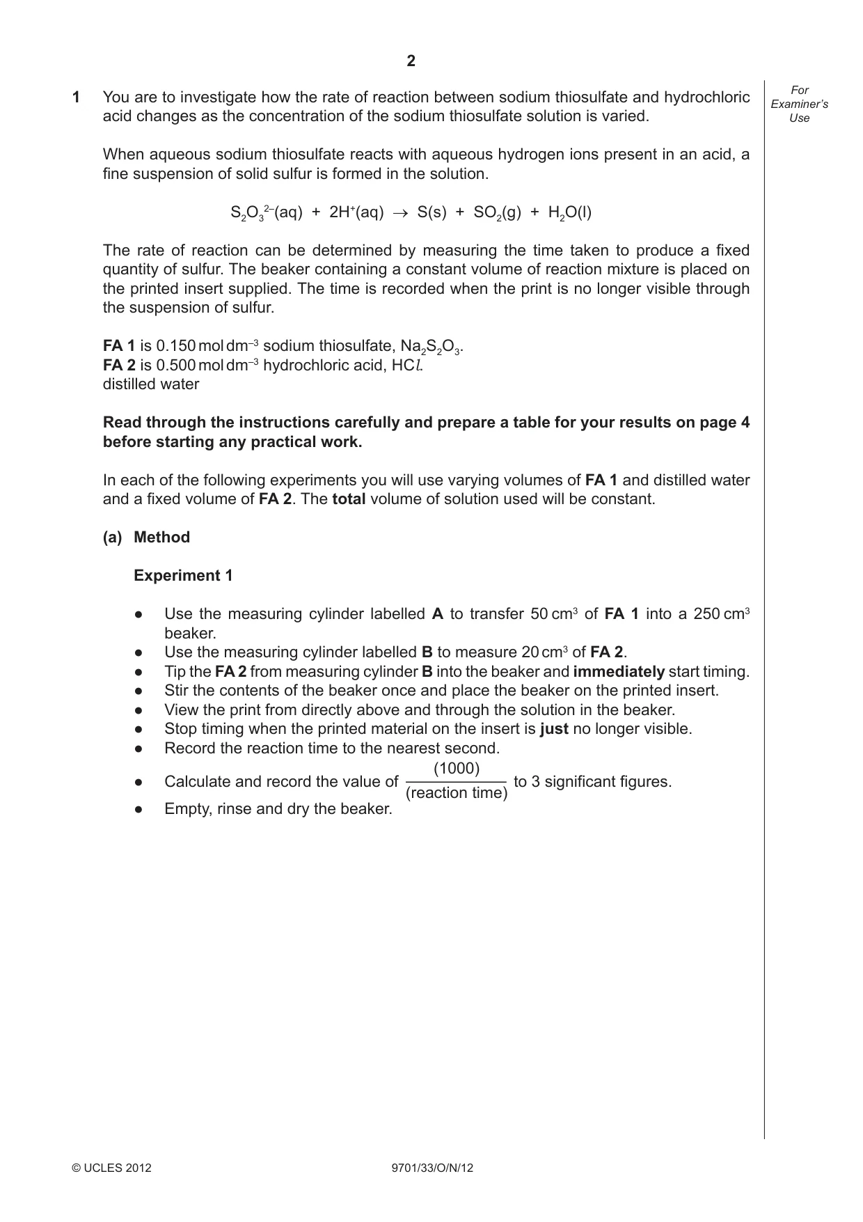 Cambridge A Level Chemistry 9701 2012 Oct/Nov Paper 3 · Variant 3 question paper, page 2 of 16