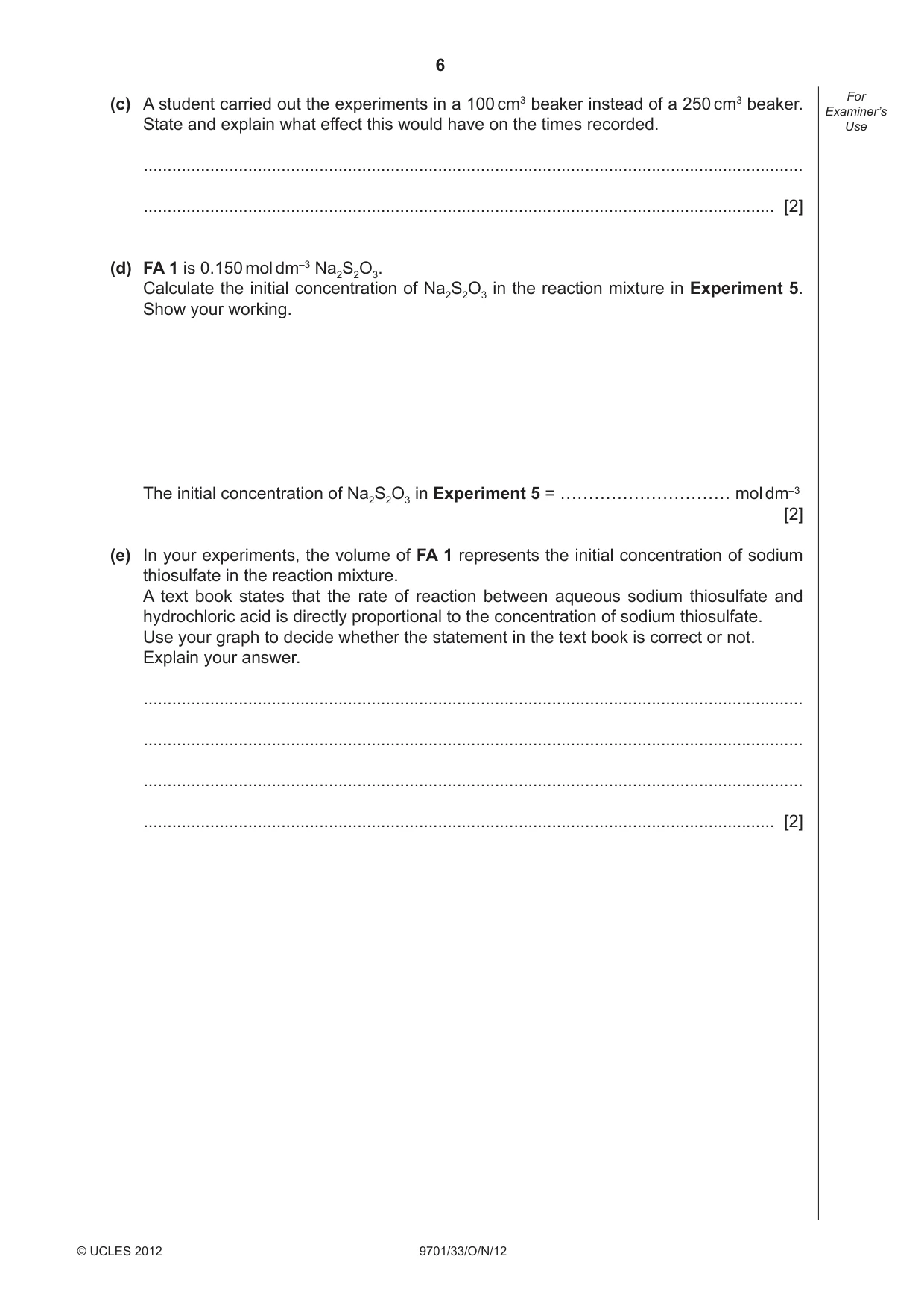 Cambridge A Level Chemistry 9701 2012 Oct/Nov Paper 3 · Variant 3 question paper, page 6 of 16