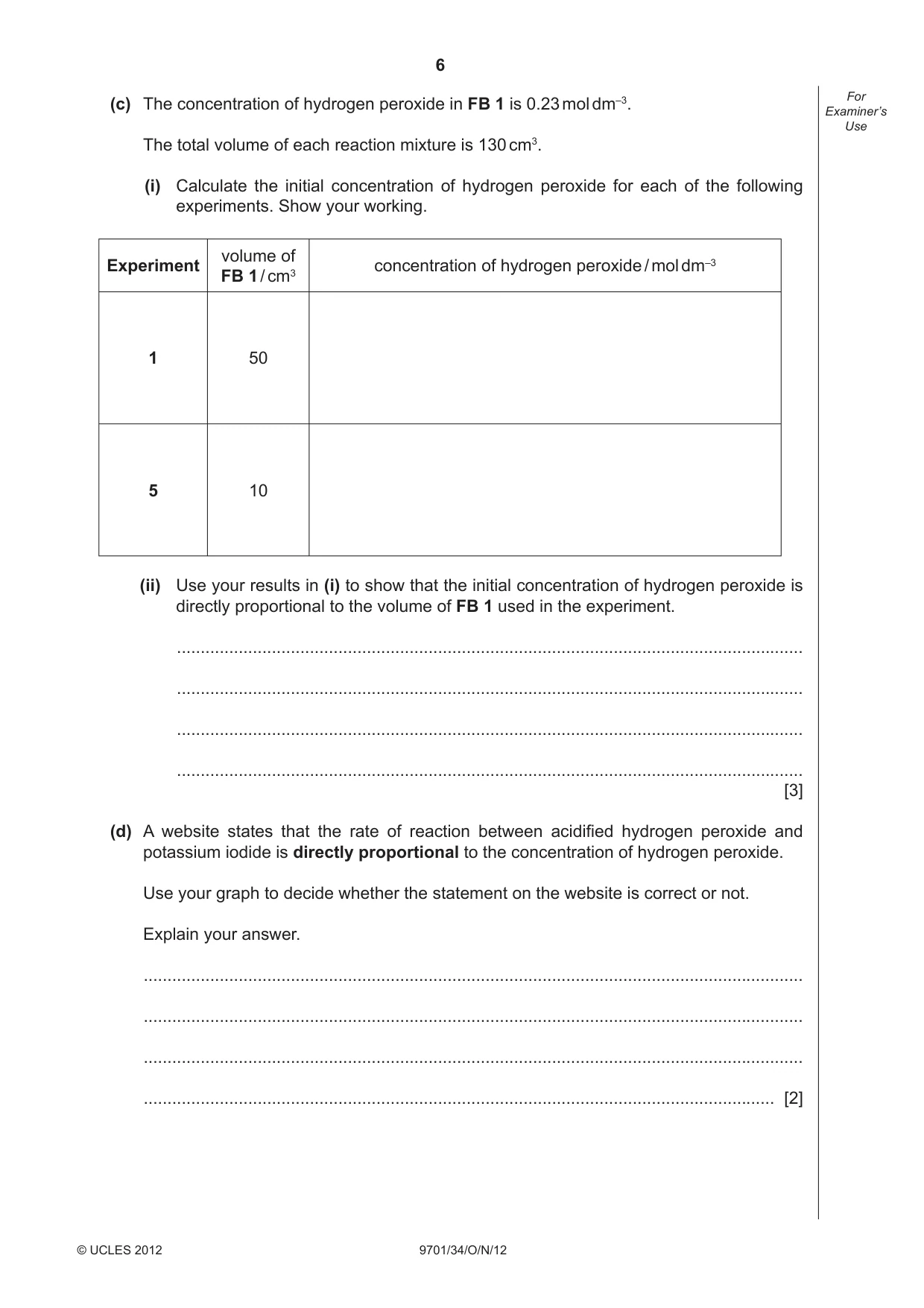 Cambridge A Level Chemistry 9701 2012 Oct/Nov Paper 3 · Variant 4 question paper, page 6 of 16