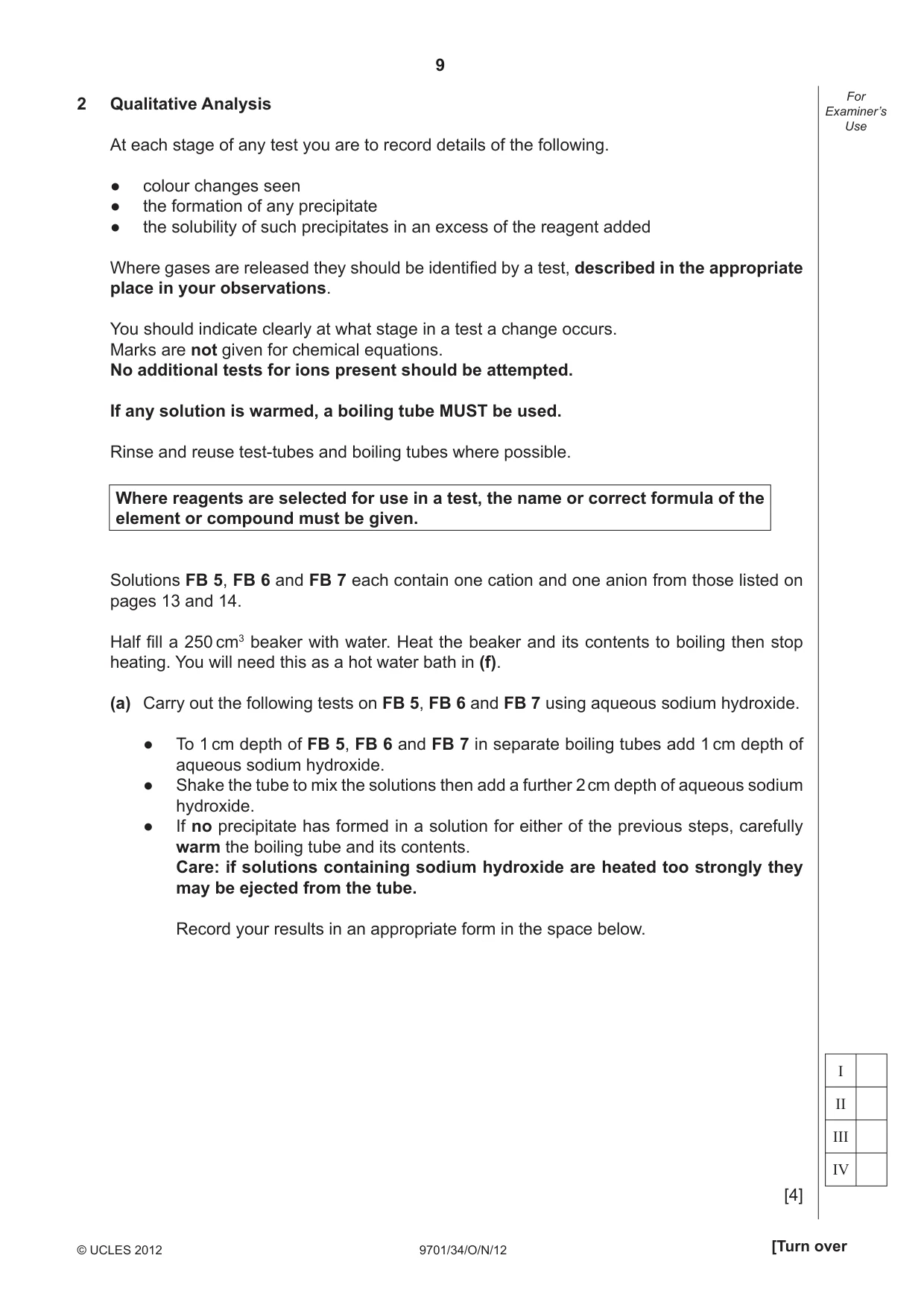 Cambridge A Level Chemistry 9701 2012 Oct/Nov Paper 3 · Variant 4 question paper, page 9 of 16