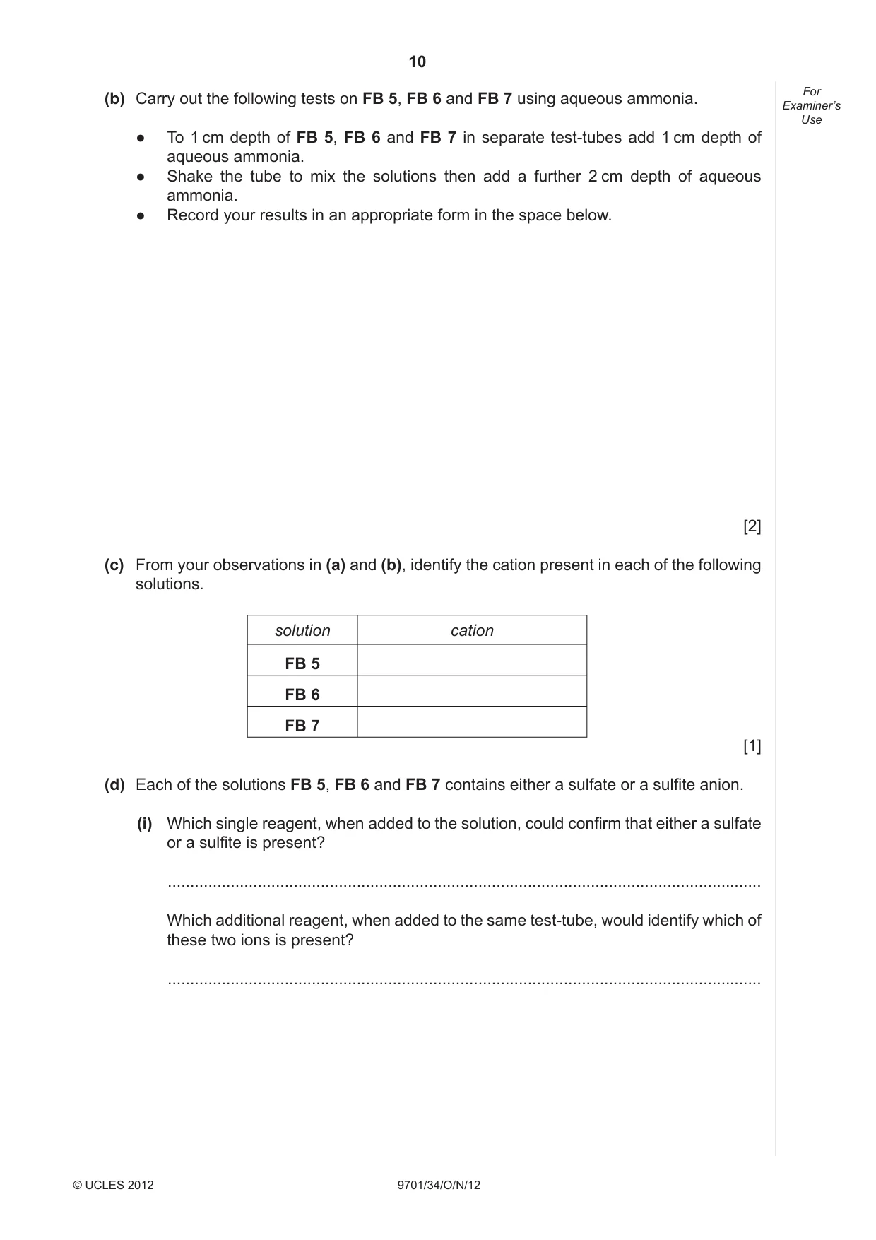 Cambridge A Level Chemistry 9701 2012 Oct/Nov Paper 3 · Variant 4 question paper, page 10 of 16