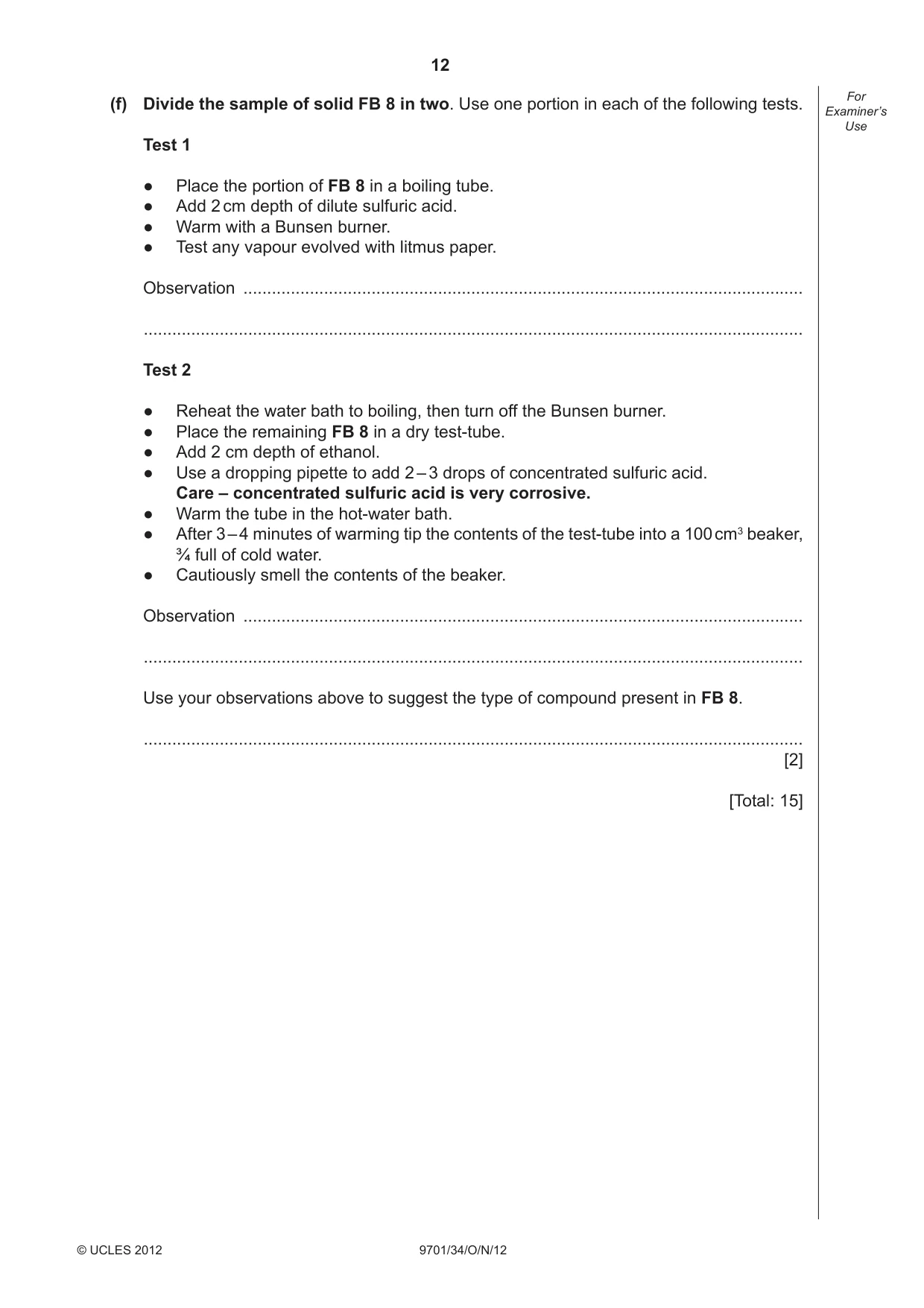 Cambridge A Level Chemistry 9701 2012 Oct/Nov Paper 3 · Variant 4 question paper, page 12 of 16