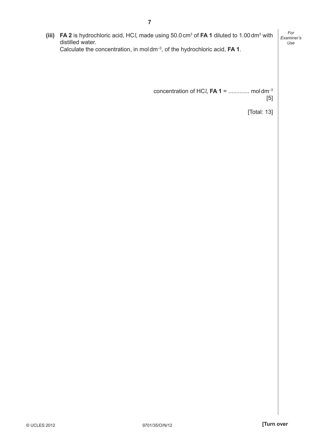 Cambridge A Level Chemistry 9701 2012 Oct/Nov Paper 3 · Variant 5 question paper, page 7 of 12