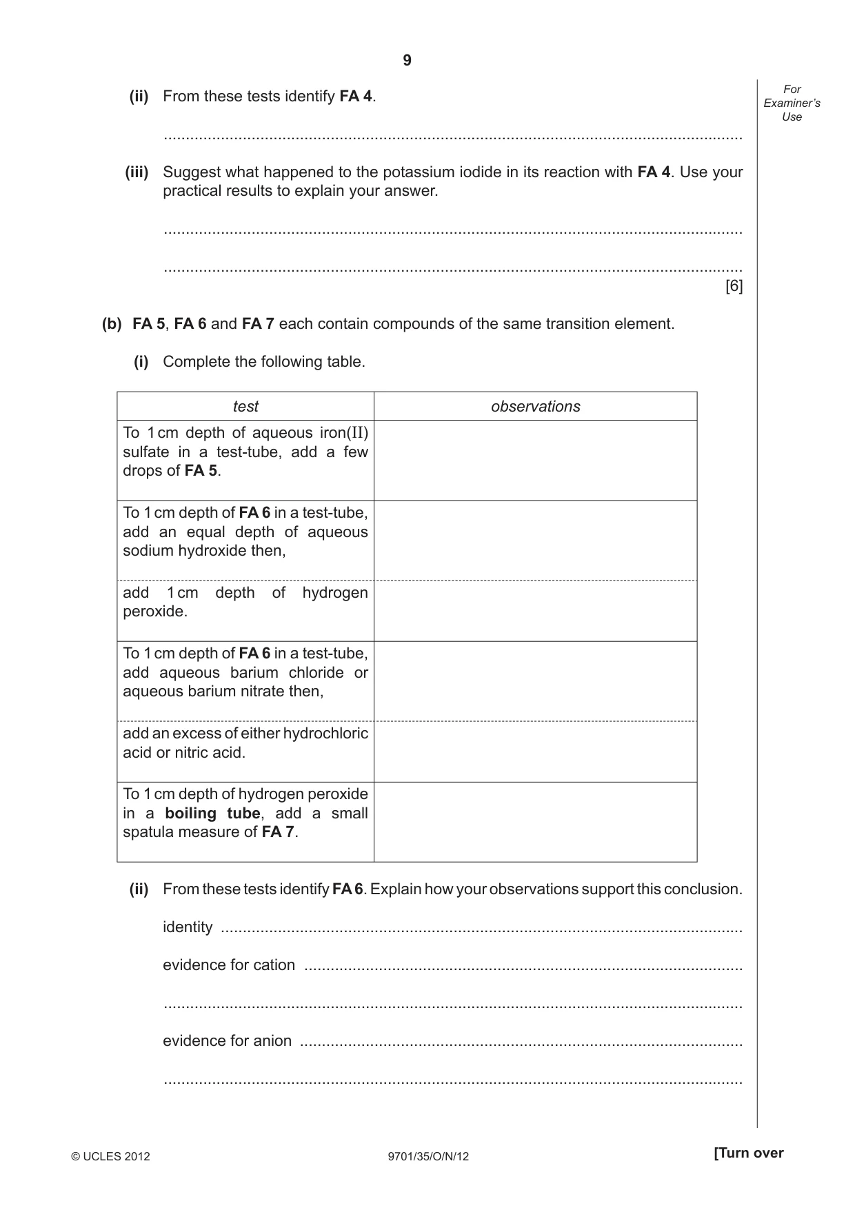 Cambridge A Level Chemistry 9701 2012 Oct/Nov Paper 3 · Variant 5 question paper, page 9 of 12
