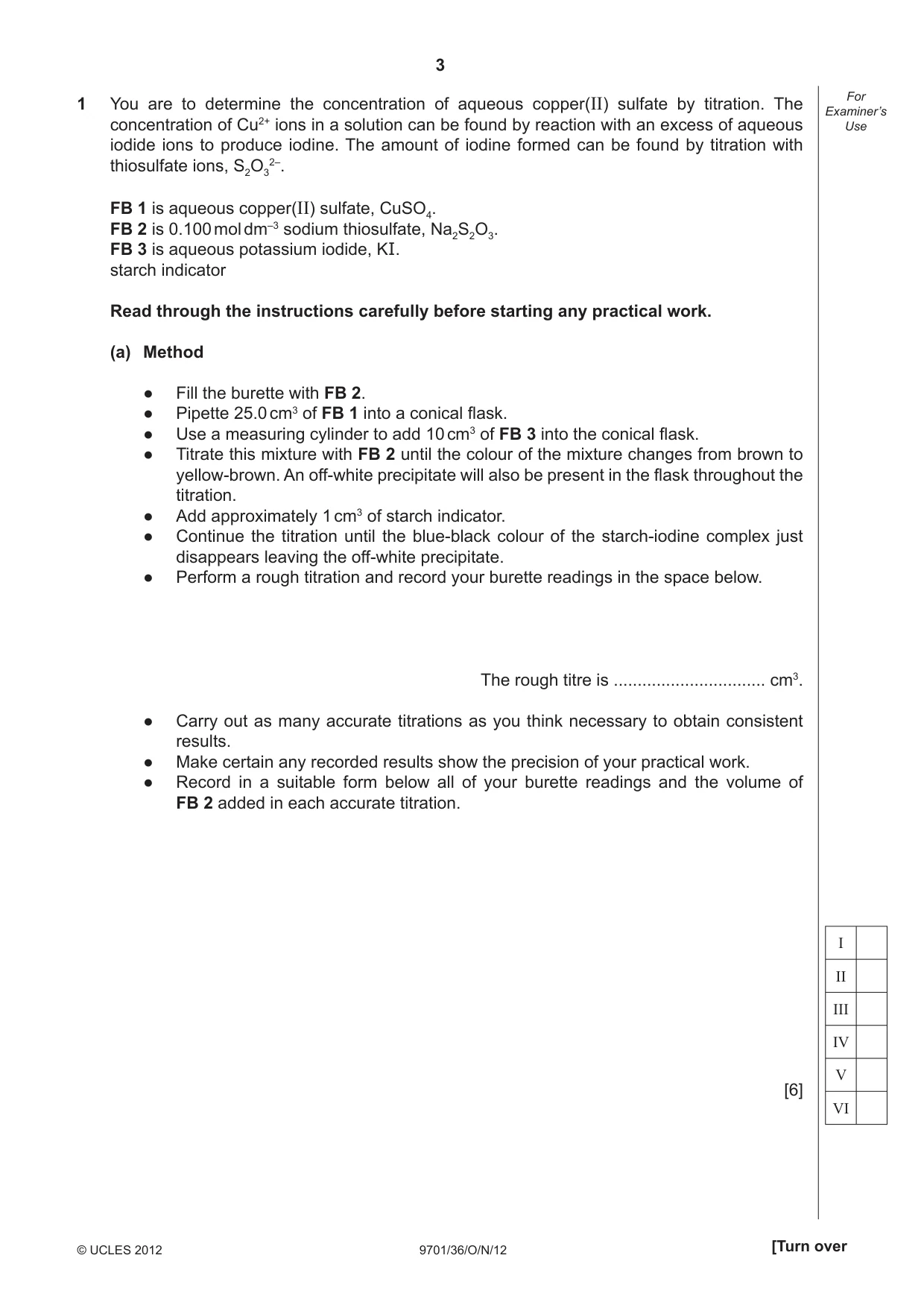 Cambridge A Level Chemistry 9701 2012 Oct/Nov Paper 3 · Variant 6 question paper, page 3 of 16