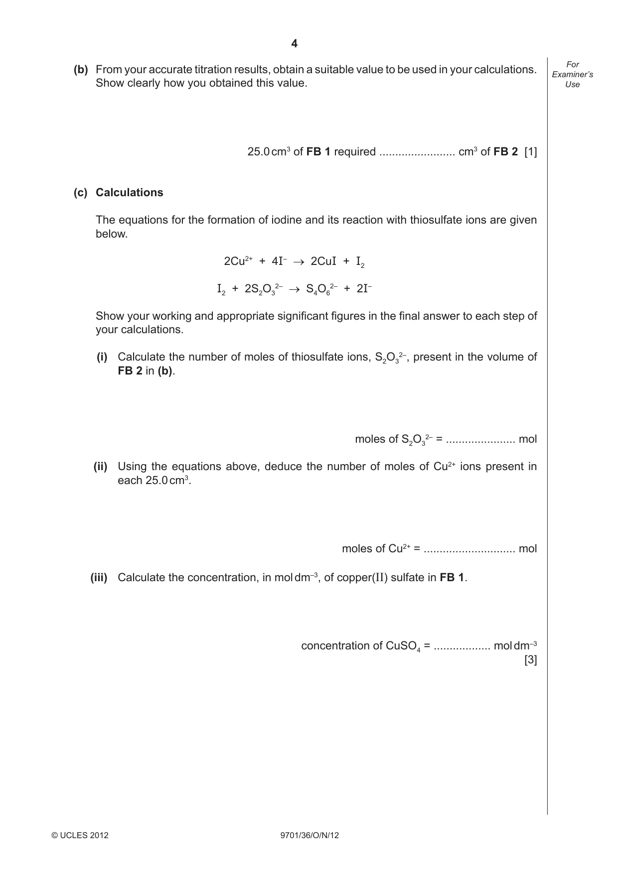 Cambridge A Level Chemistry 9701 2012 Oct/Nov Paper 3 · Variant 6 question paper, page 4 of 16