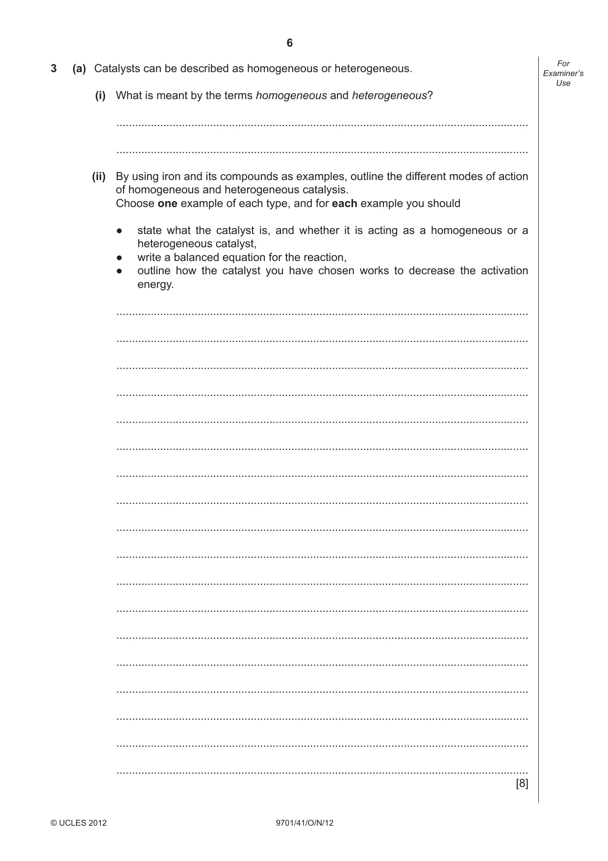 Cambridge A Level Chemistry 9701 2012 Oct/Nov Paper 4 · Variant 1 question paper, page 6 of 20
