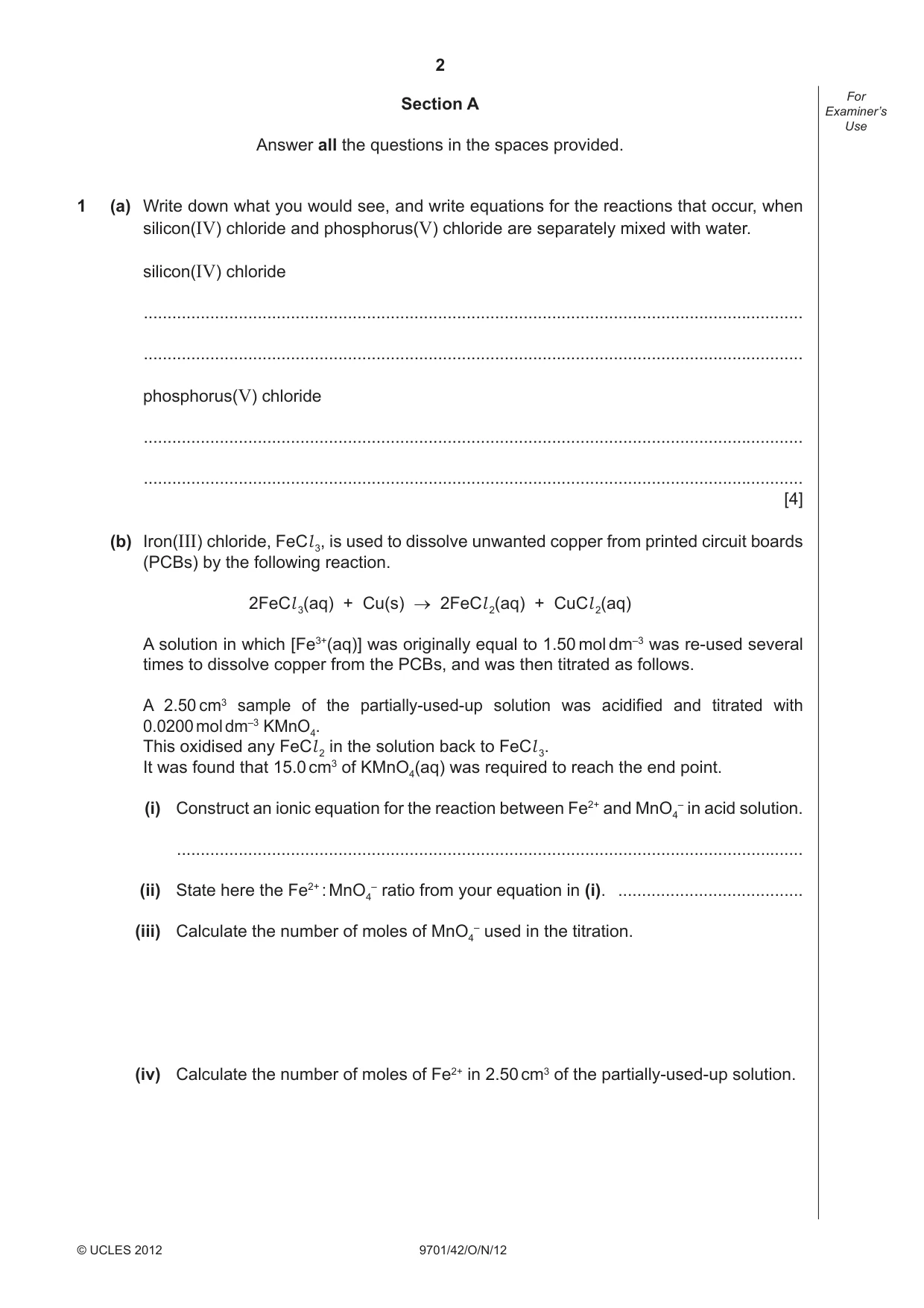 Cambridge A Level Chemistry 9701 2012 Oct/Nov Paper 4 · Variant 2 question paper, page 2 of 20