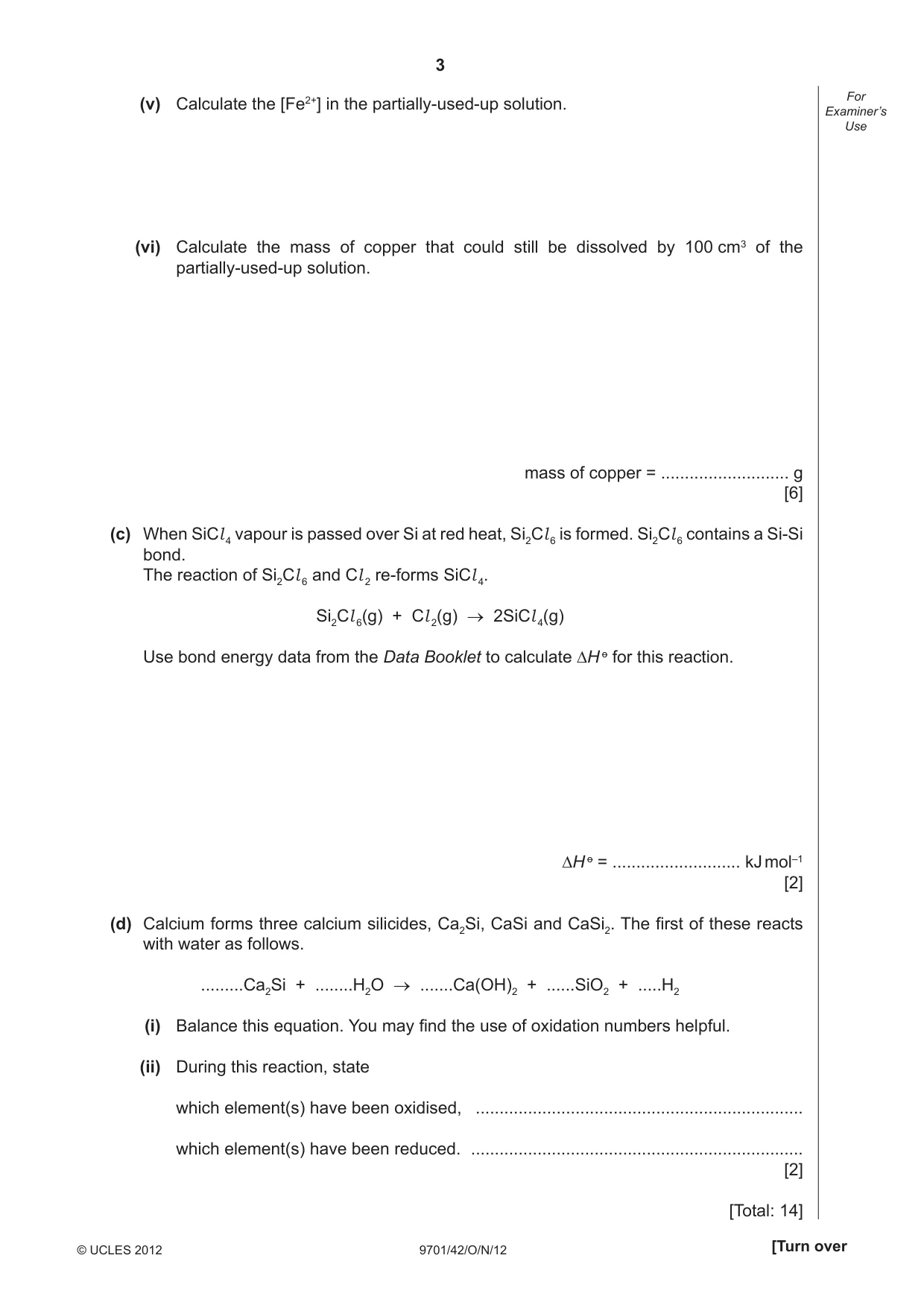 Cambridge A Level Chemistry 9701 2012 Oct/Nov Paper 4 · Variant 2 question paper, page 3 of 20